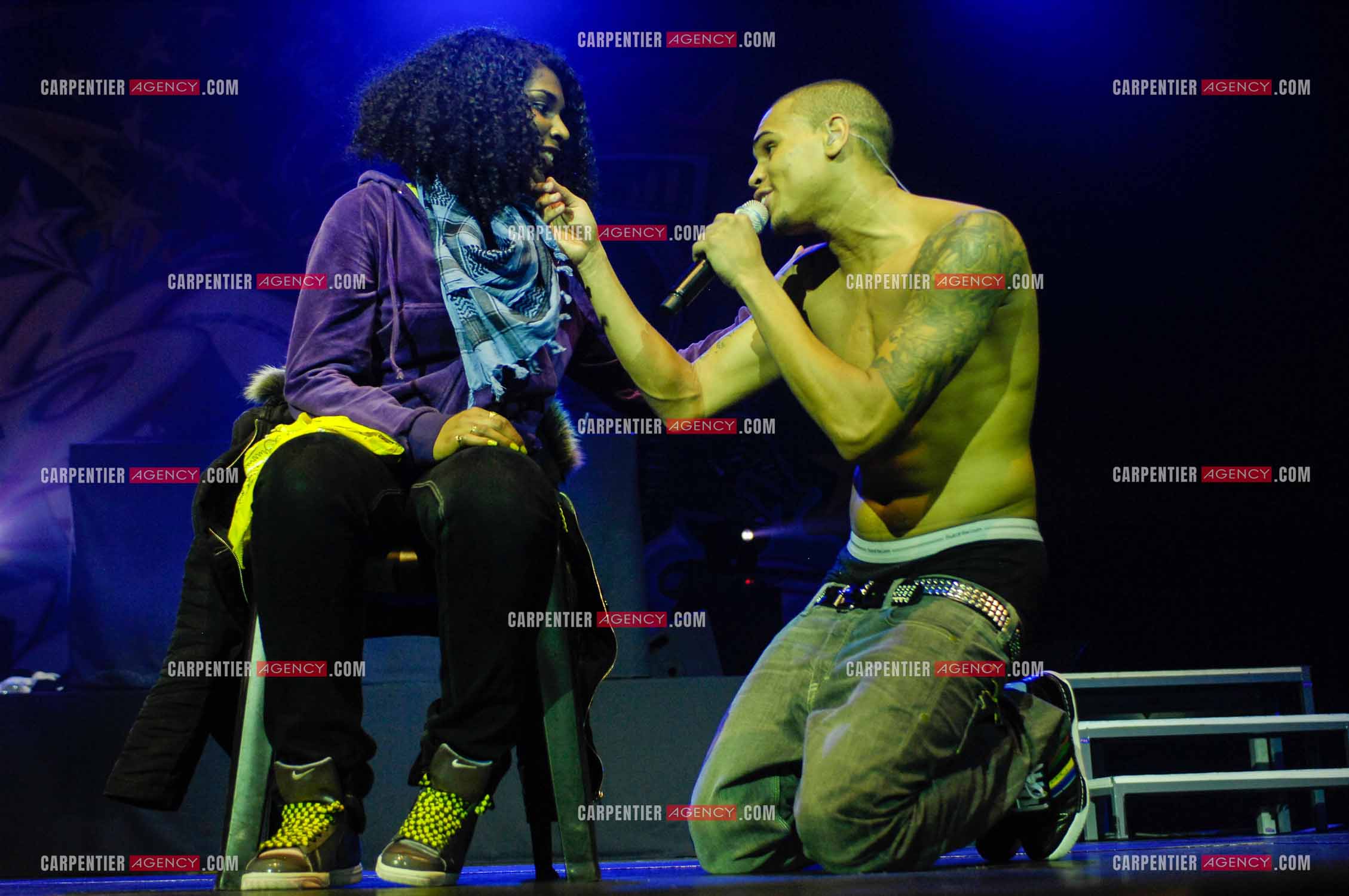 Le rappeur Chris Brown en concert au Zénith de Paris en 2008.  ( Exclusif )