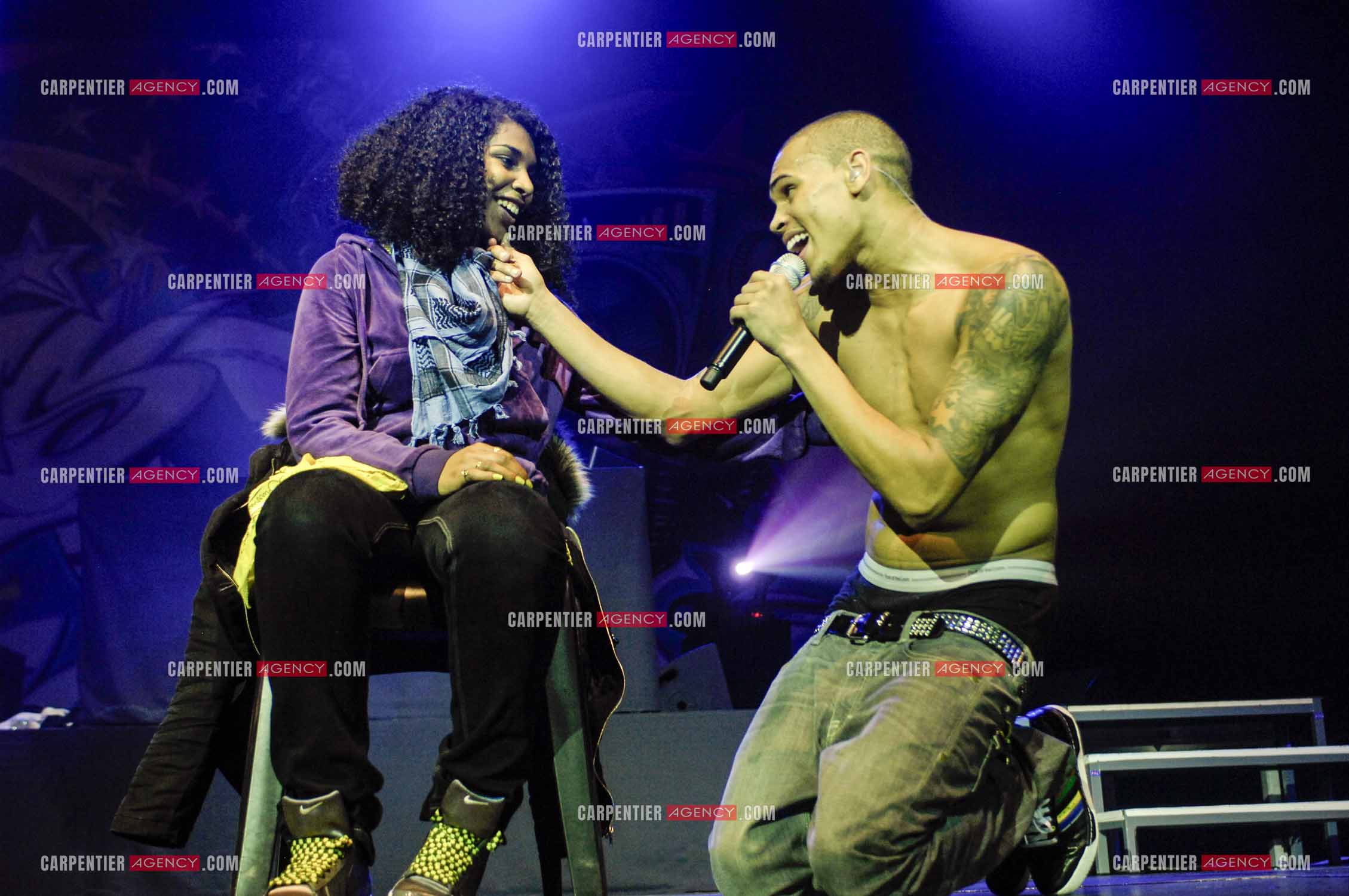 Le rappeur Chris Brown en concert au Zénith de Paris en 2008.  ( Exclusif )