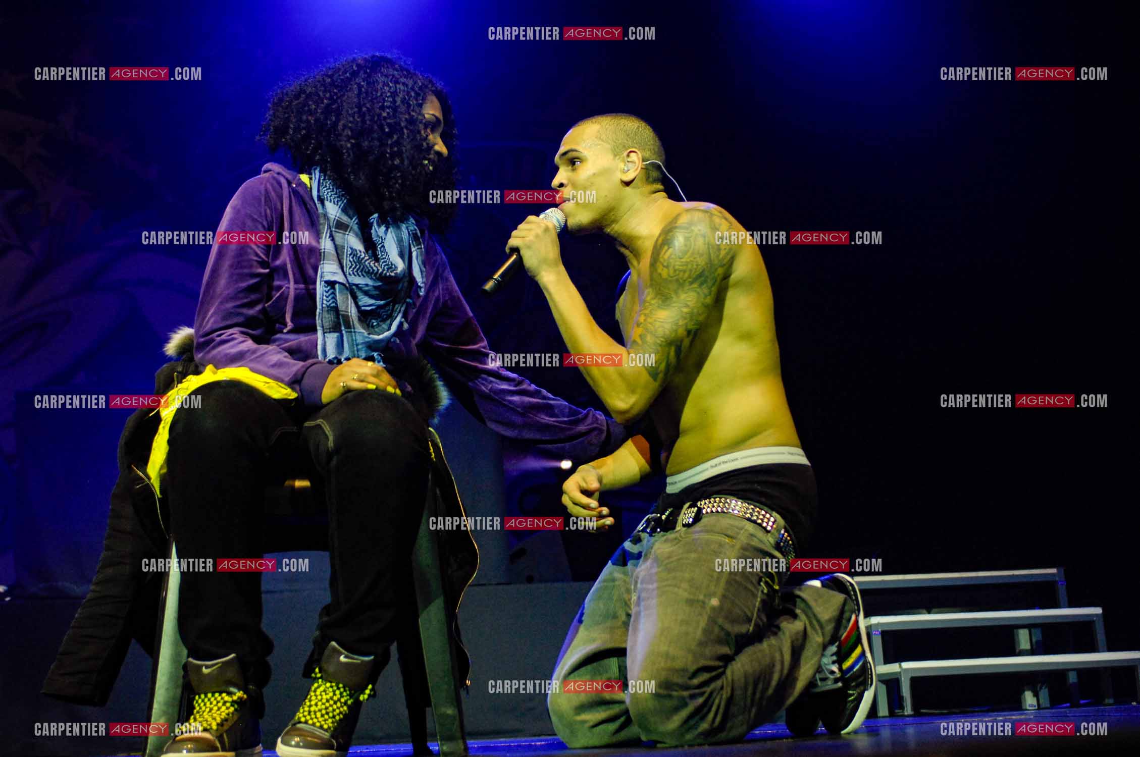 Le rappeur Chris Brown en concert au Zénith de Paris en 2008.  ( Exclusif )