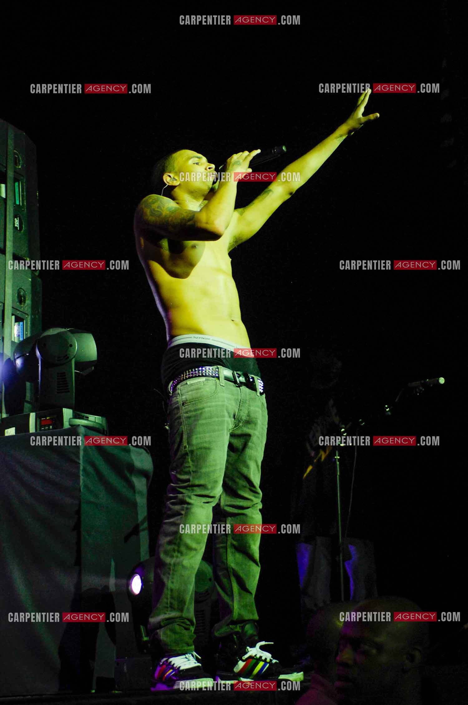 Le rappeur Chris Brown en concert au Zénith de Paris en 2008.  ( Exclusif )