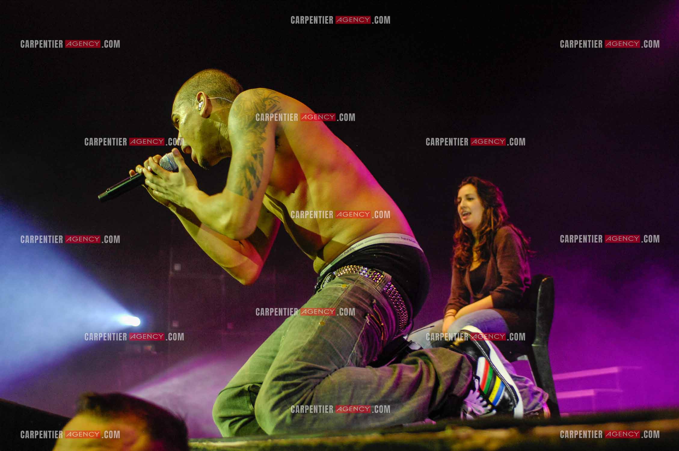 Le rappeur Chris Brown en concert au Zénith de Paris en 2008.  ( Exclusif )