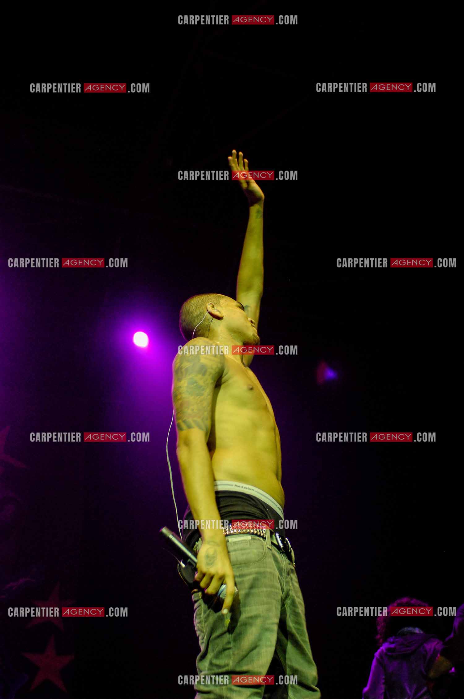 Le rappeur Chris Brown en concert au Zénith de Paris en 2008.  ( Exclusif )