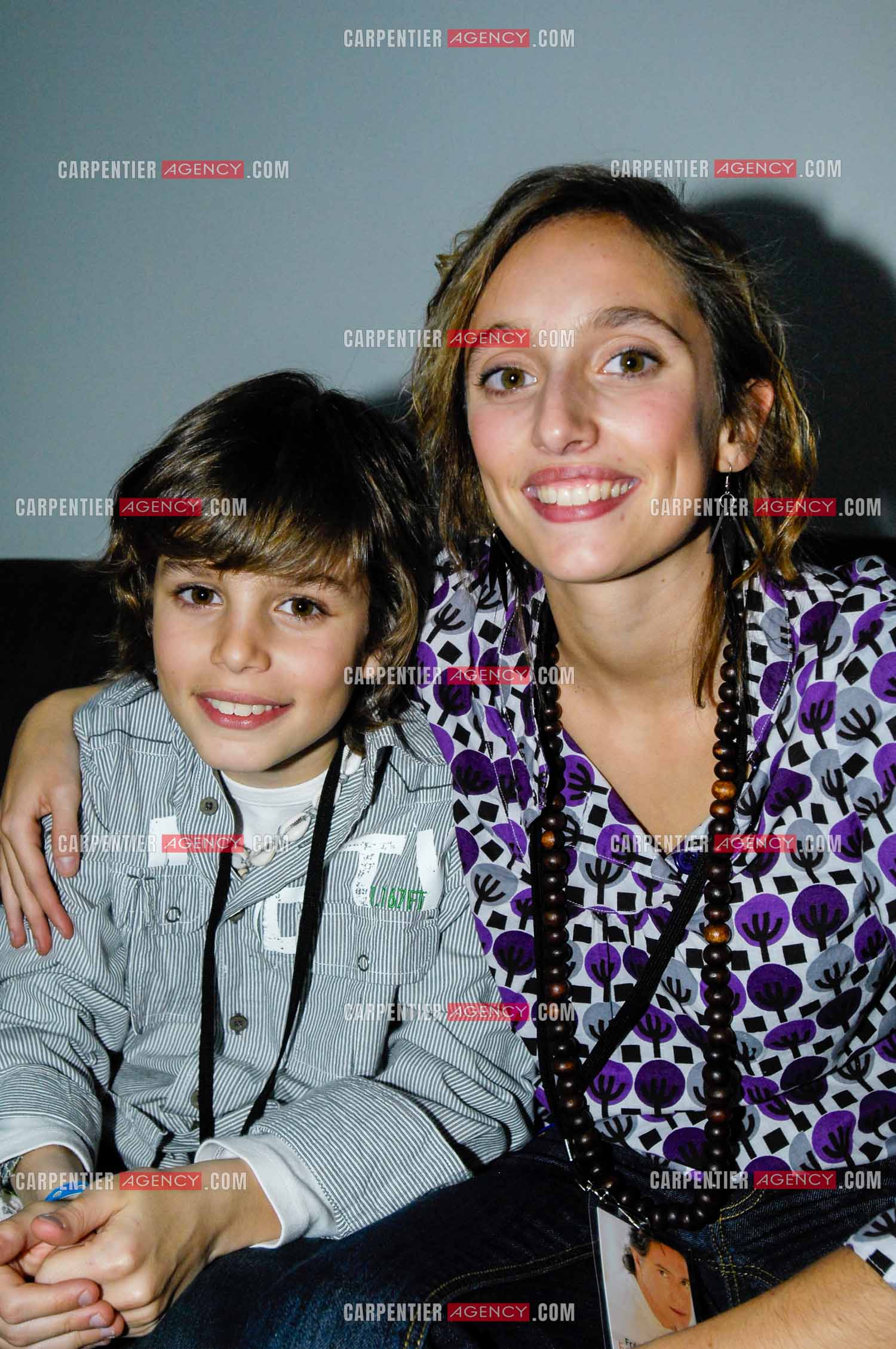 Le chanteur Frédéric François à l'Olympia du 29 février au 09 mars 2008. La fille et le petit fis de Frédéric François, Victoria et Matéo.  ( Exclusif )