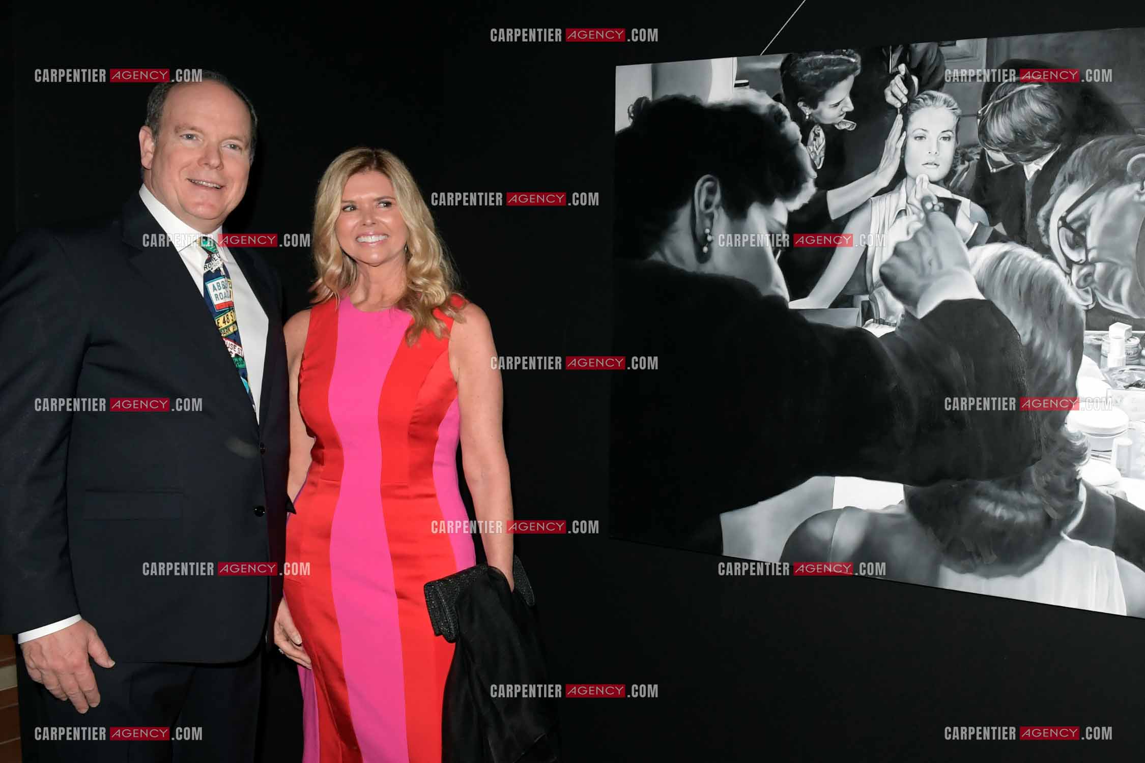 90 èm anniversaire de la naissance de la Princesse Grace Kelly avec comme invité principal le prince Albert II de Monaco le 18 avril 2019. Invité à cette soirée: Le Prince Albert II et l'artiste peintre Marta Penter.
