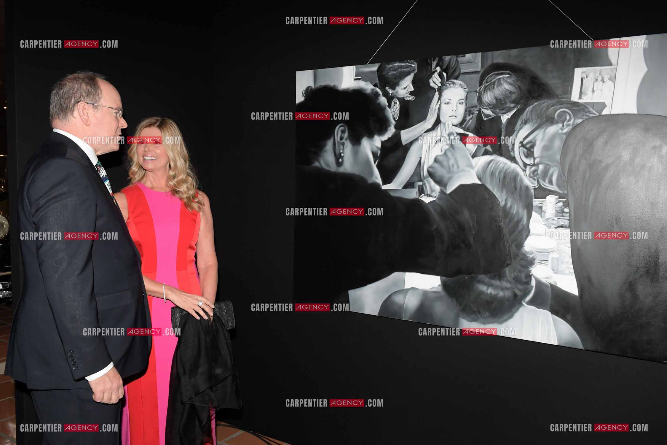 90 èm anniversaire de la naissance de la Princesse Grace Kelly avec comme invité principal le prince Albert II de Monaco le 18 avril 2019. Invité à cette soirée: Le Prince Albert II et l'artiste peintre Marta Penter.