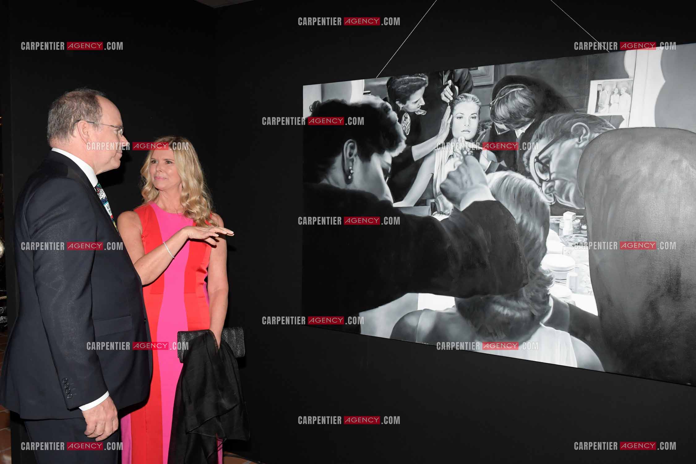 90 èm anniversaire de la naissance de la Princesse Grace Kelly avec comme invité principal le prince Albert II de Monaco le 18 avril 2019. Invité à cette soirée: Le Prince Albert II et l'artiste peintre Marta Penter.