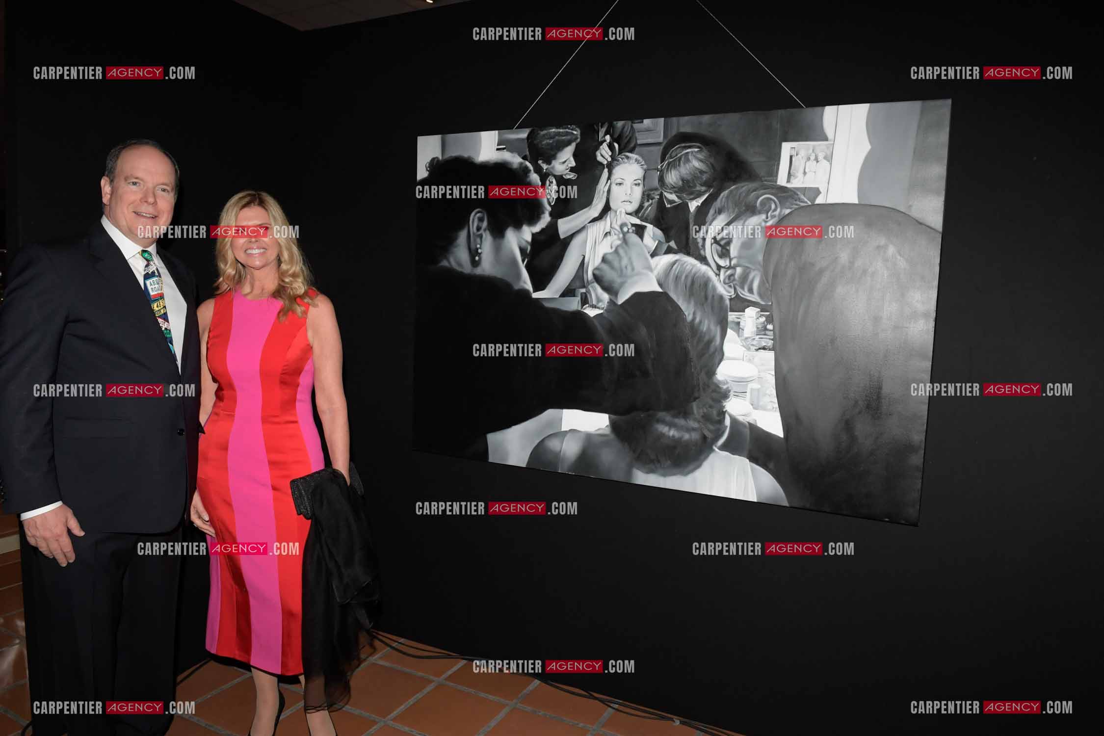 90 èm anniversaire de la naissance de la Princesse Grace Kelly avec comme invité principal le prince Albert II de Monaco le 18 avril 2019. Invité à cette soirée: Le Prince Albert II et l'artiste peintre Marta Penter.