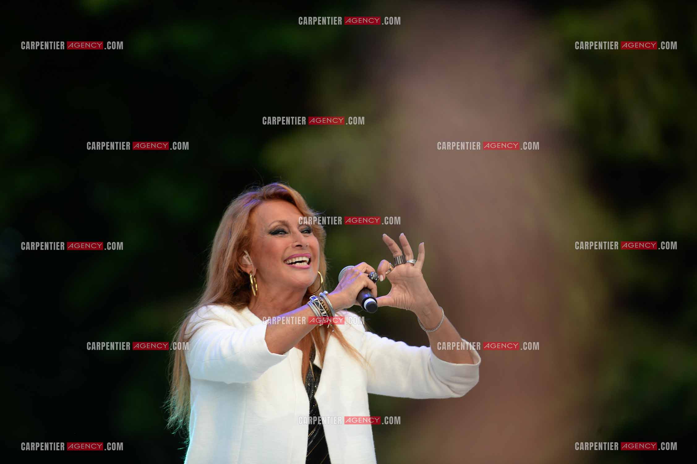 La chanteuse Julie Pietri en concert lors de la tournée Stars 80.
