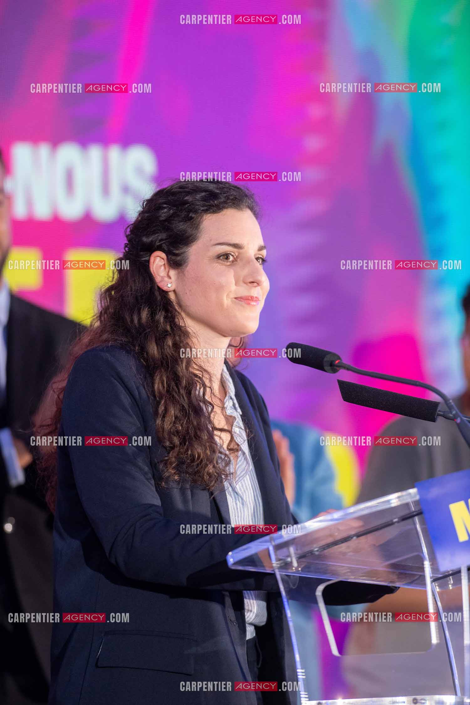 Meeting de l’Union populaire à Marseille le 23 mai 2024. La députée européenne française Marina Mesure.
