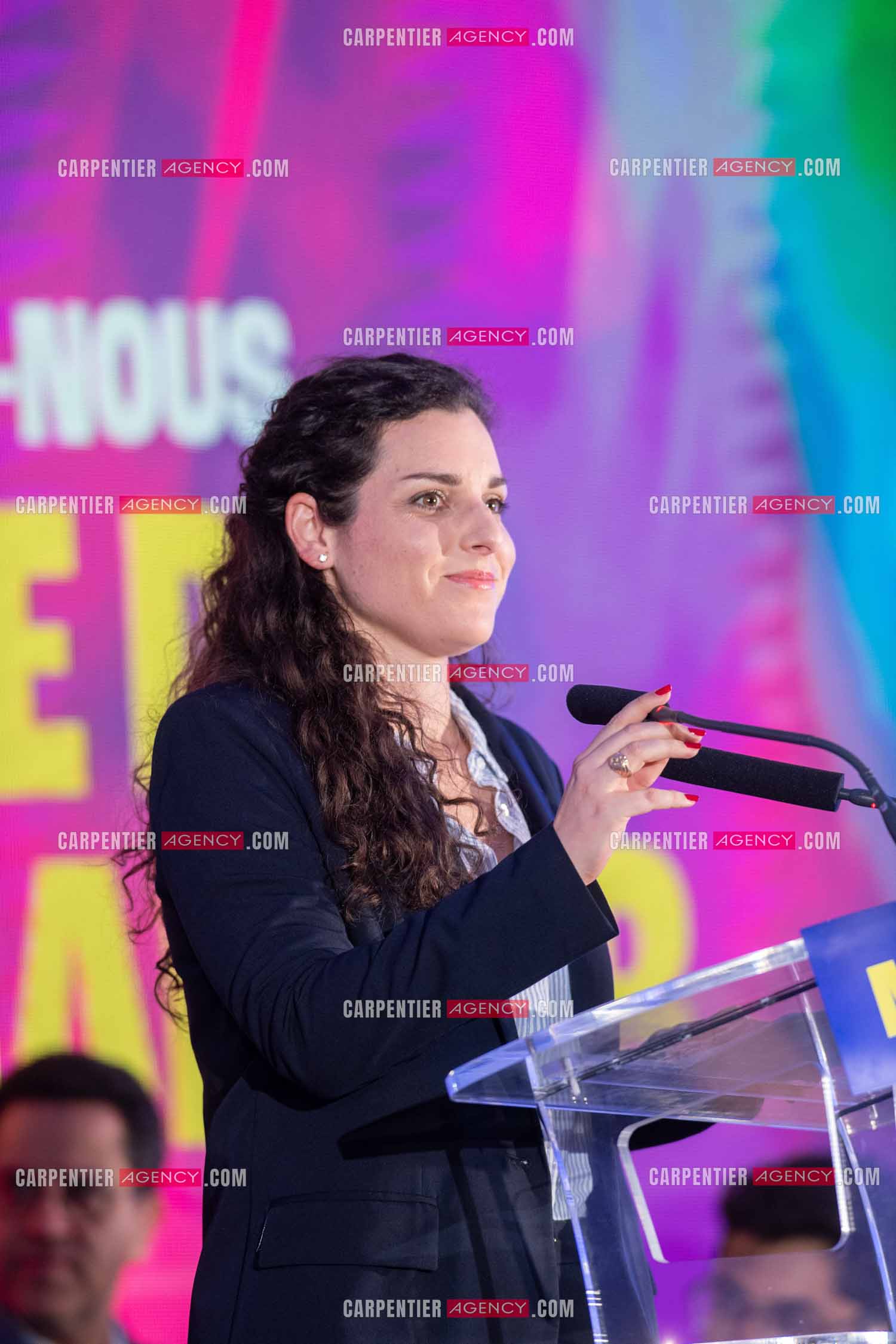 Meeting de l’Union populaire à Marseille le 23 mai 2024. La députée européenne française Marina Mesure.