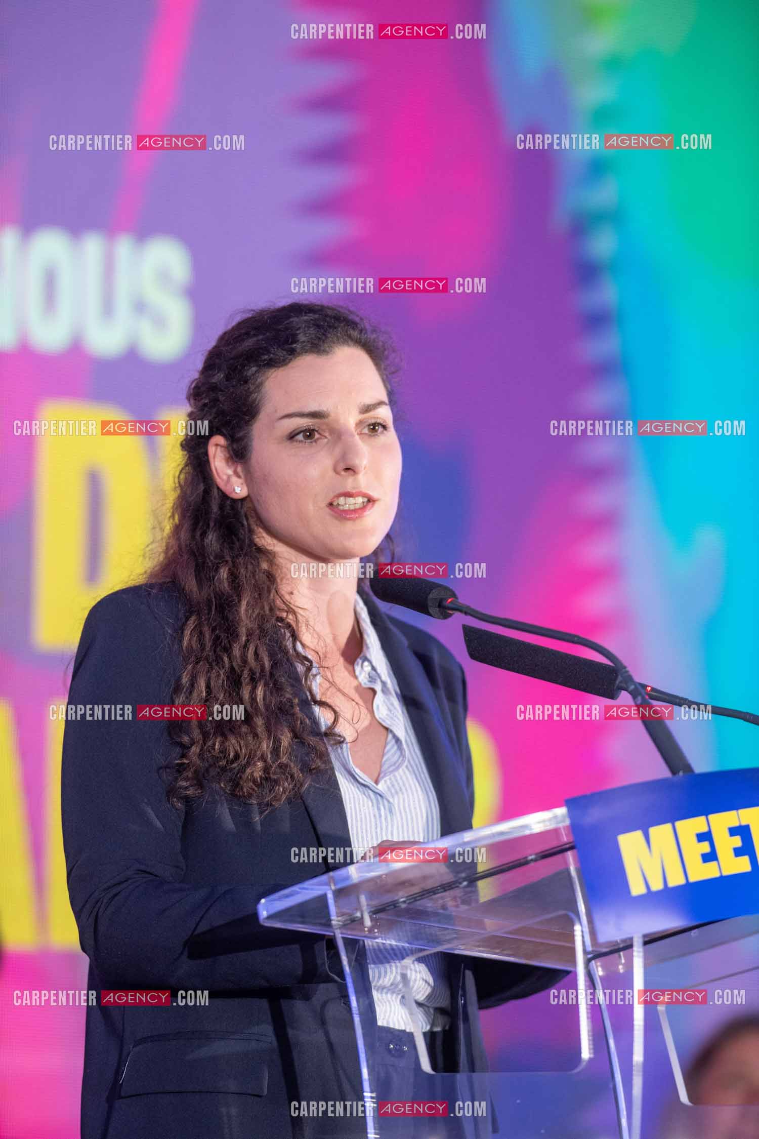 Meeting de l’Union populaire à Marseille le 23 mai 2024. La députée européenne française Marina Mesure.