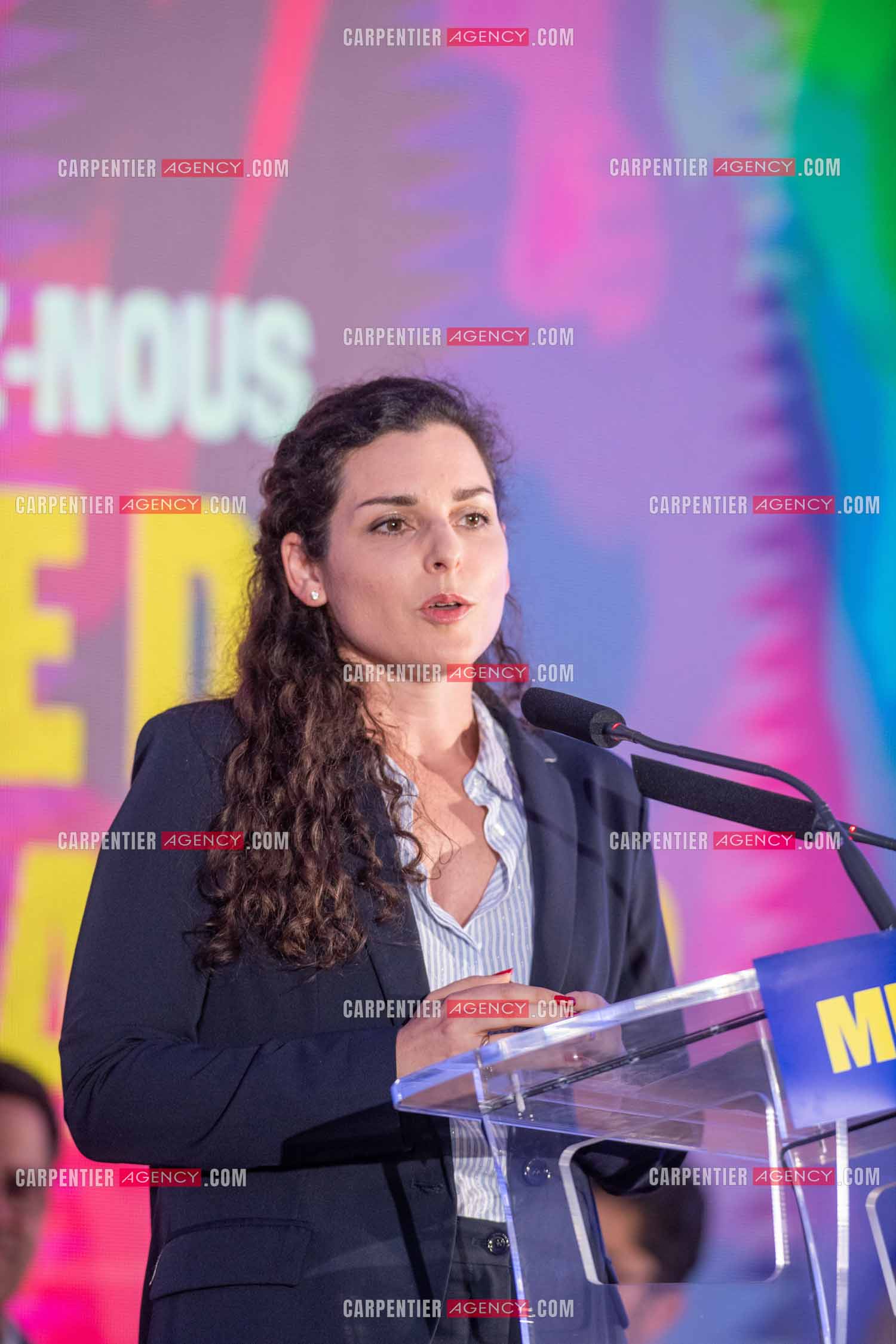 Meeting de l’Union populaire à Marseille le 23 mai 2024. La députée européenne française Marina Mesure.