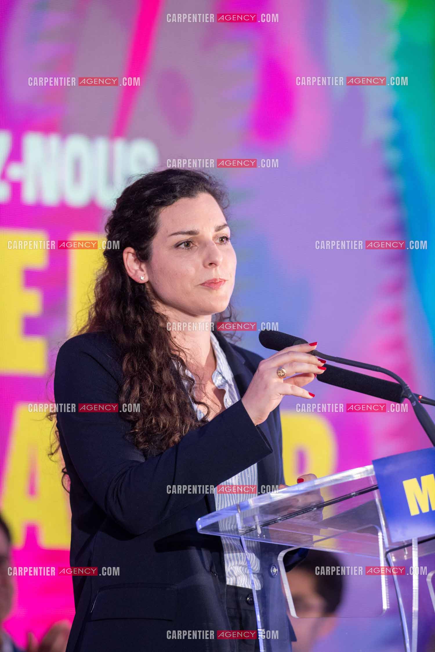 Meeting de l’Union populaire à Marseille le 23 mai 2024. La députée européenne française Marina Mesure.