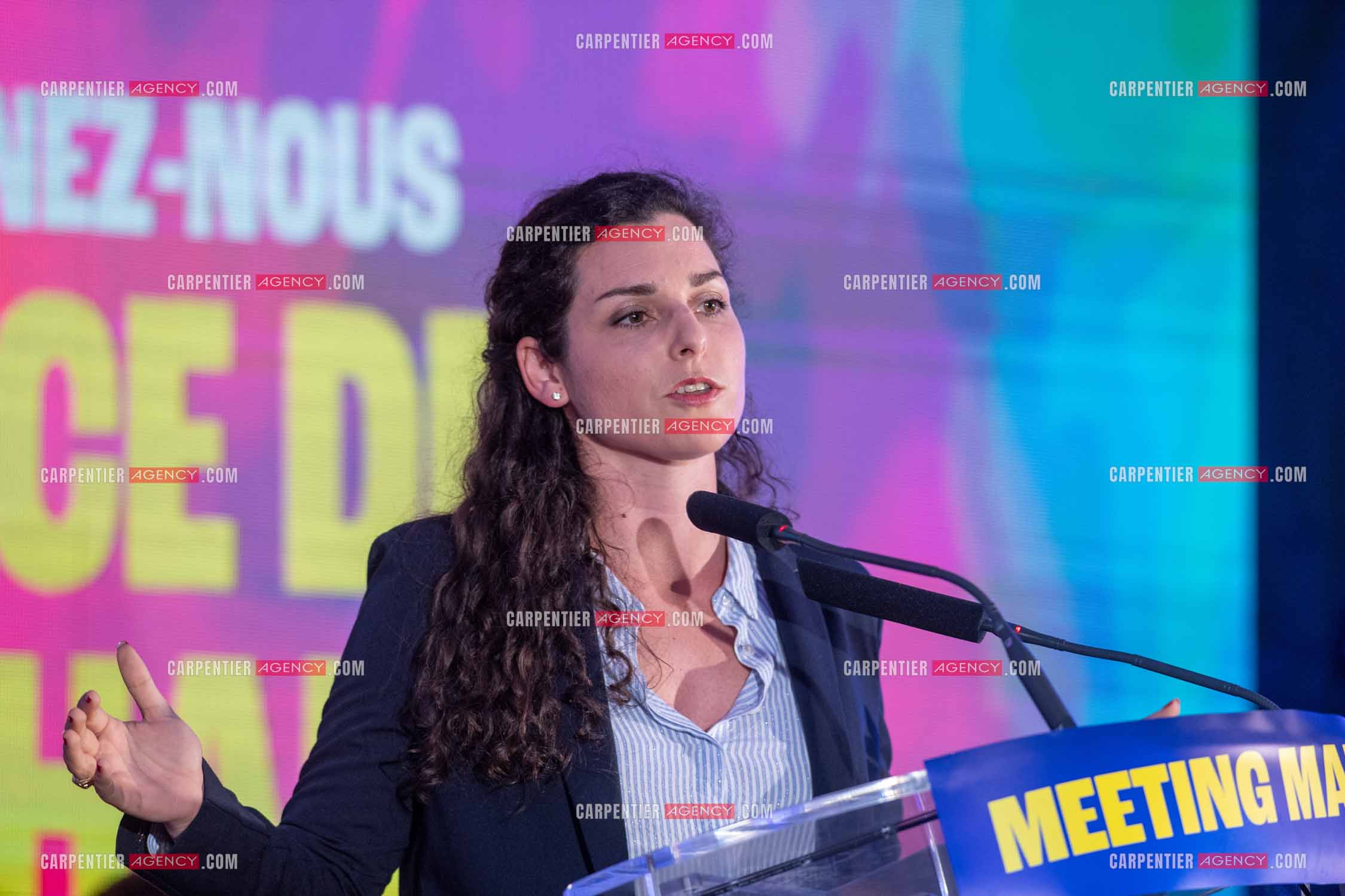 Meeting de l’Union populaire à Marseille le 23 mai 2024. La députée européenne française Marina Mesure.