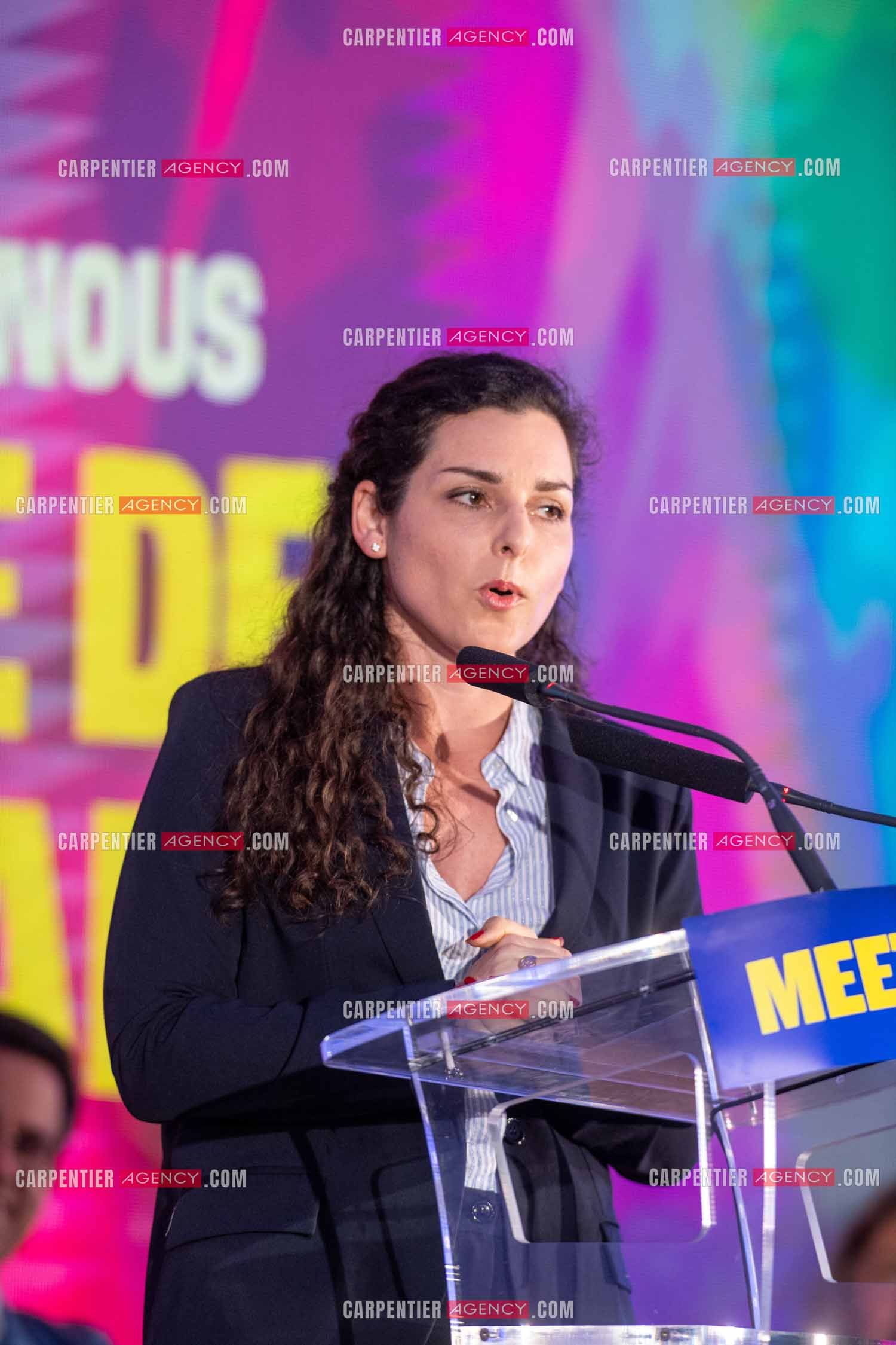 Meeting de l’Union populaire à Marseille le 23 mai 2024. La députée européenne française Marina Mesure.