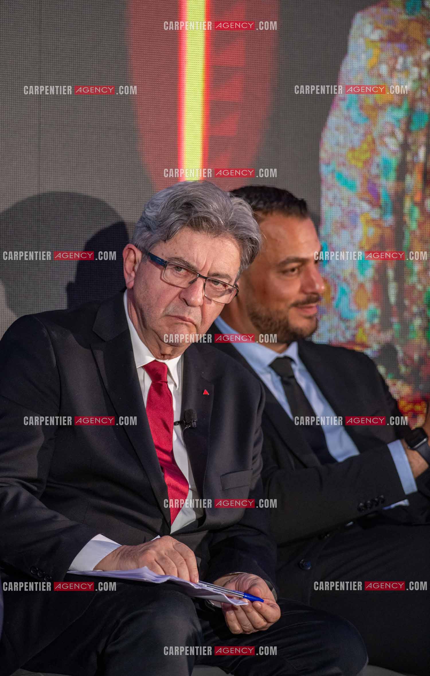 Meeting de l’Union populaire à Marseille le 23 mai 2024. Le député français Jean-Luc Mélenchon.