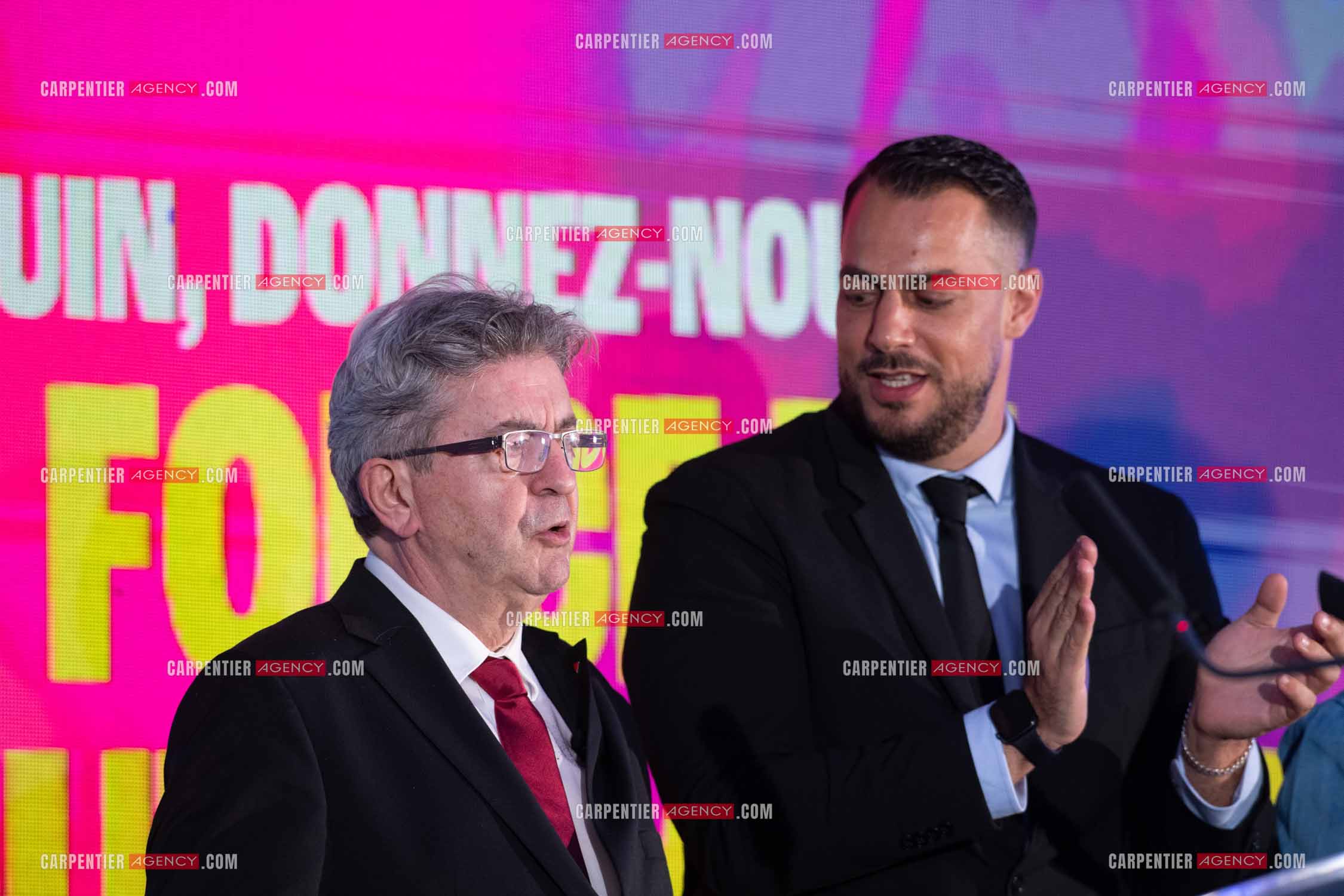 Meeting de l’Union populaire à Marseille le 23 mai 2024. Le député français Jean-Luc Mélenchon.