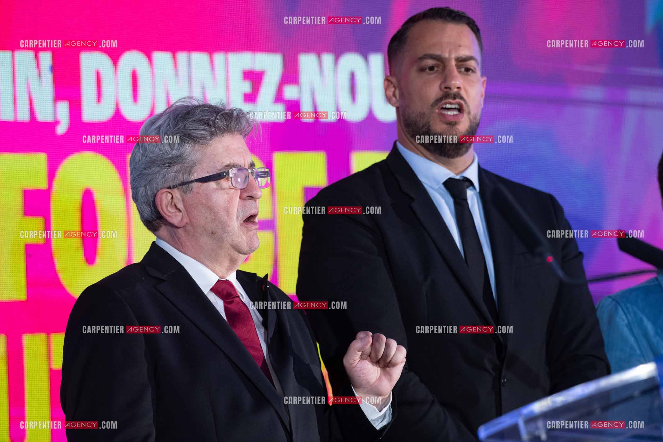 Meeting de l’Union populaire à Marseille le 23 mai 2024. Le député français Jean-Luc Mélenchon.