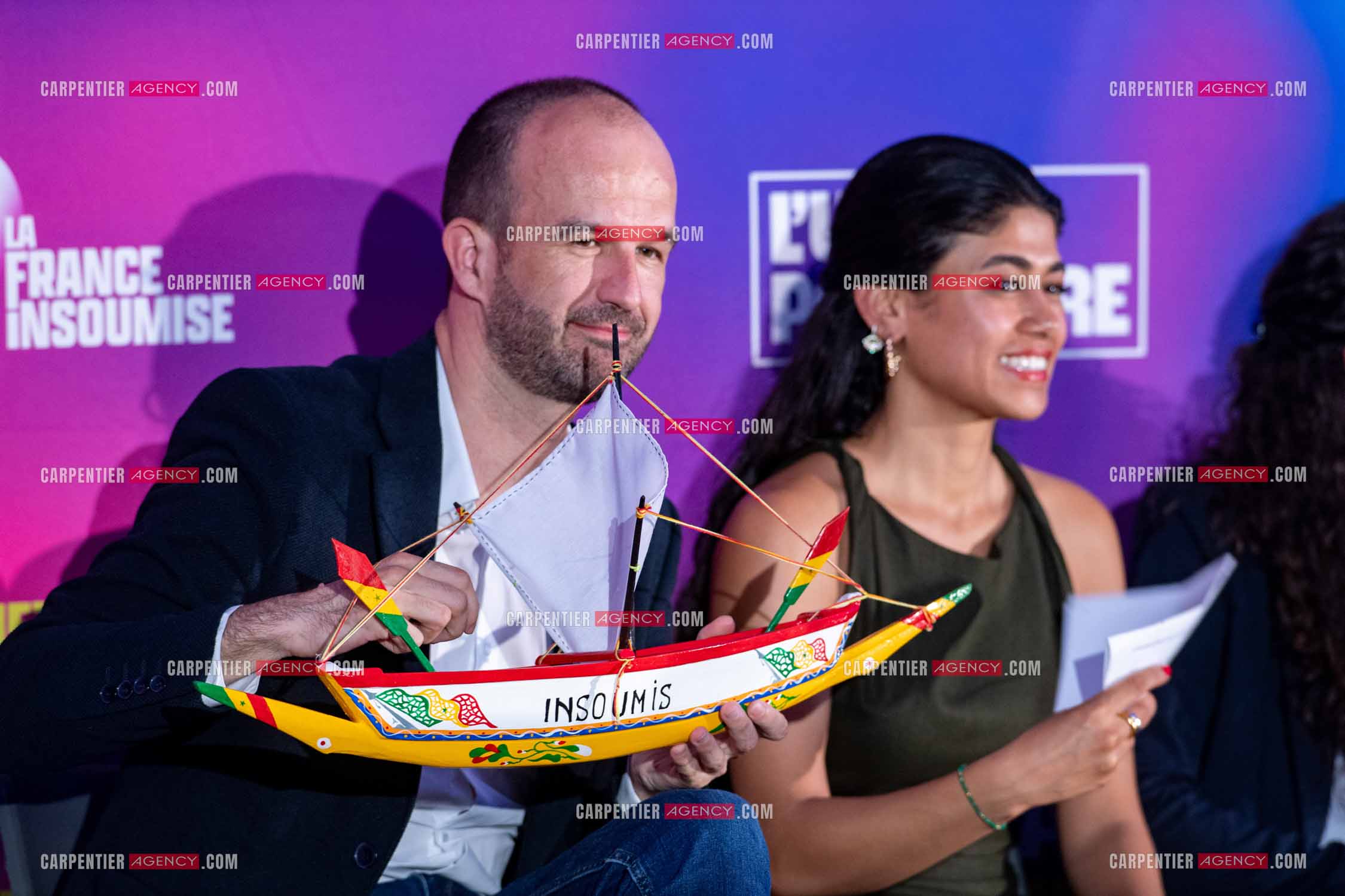 Meeting de l’Union populaire à Marseille le 23 mai 2024. Le secrétaire national du Parti de gauche Manuel Bompard.