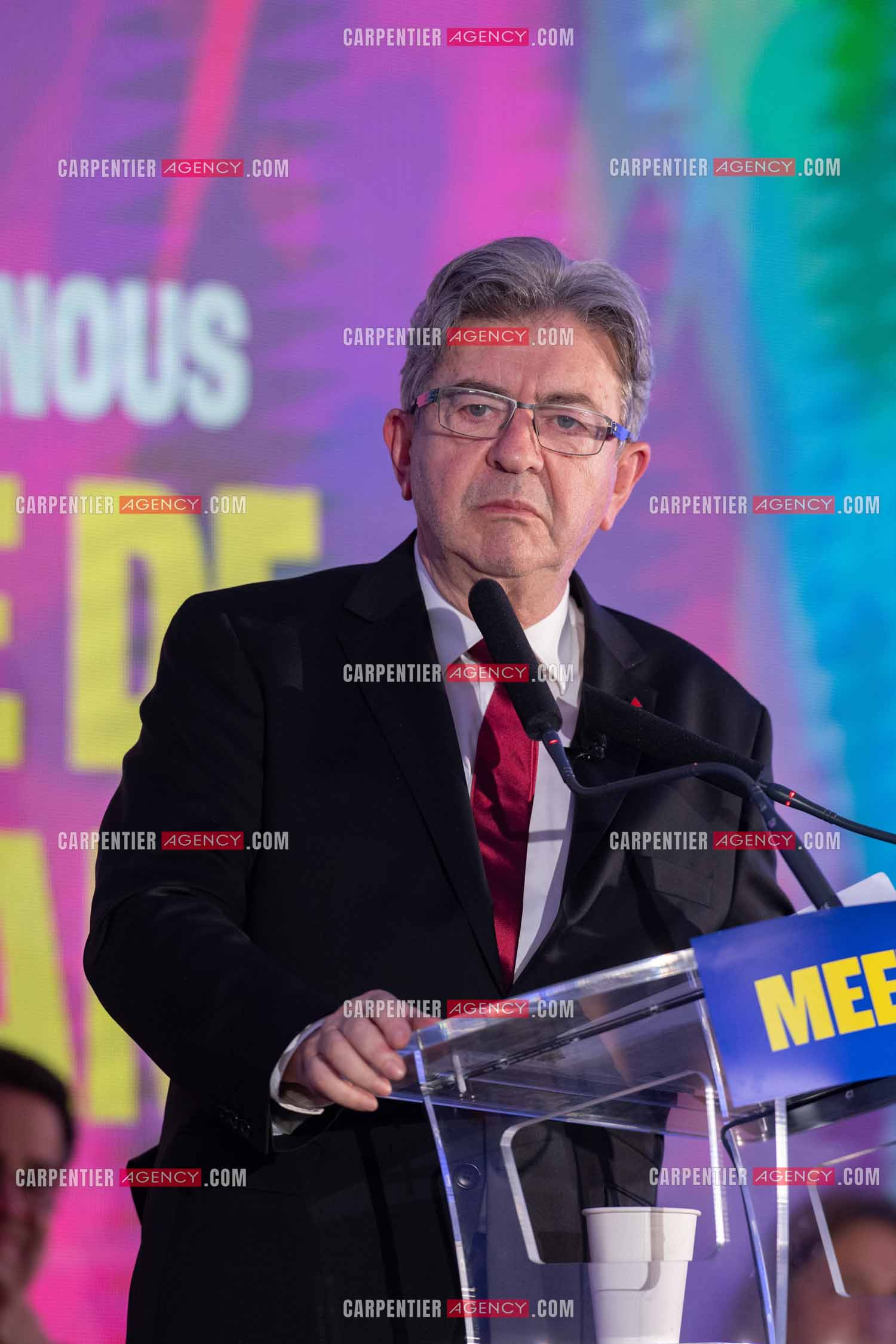 Meeting de l’Union populaire à Marseille le 23 mai 2024. Le député français Jean-Luc Mélenchon.