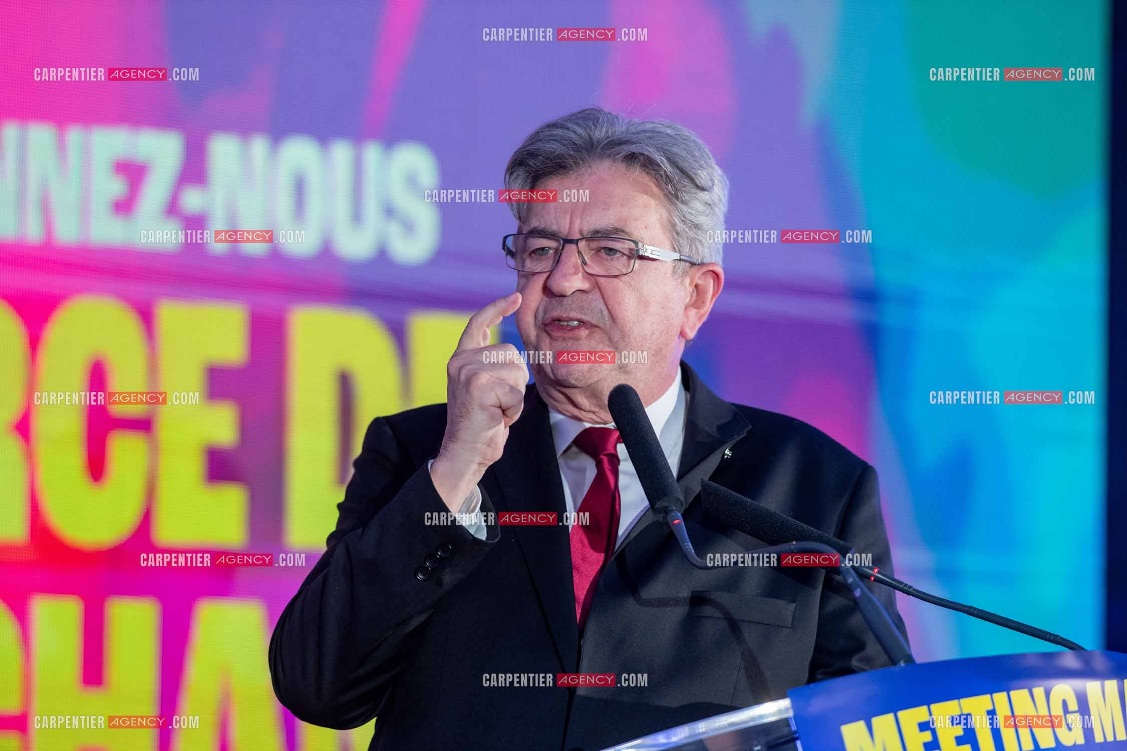 Meeting de l’Union populaire à Marseille le 23 mai 2024. Le député français Jean-Luc Mélenchon.