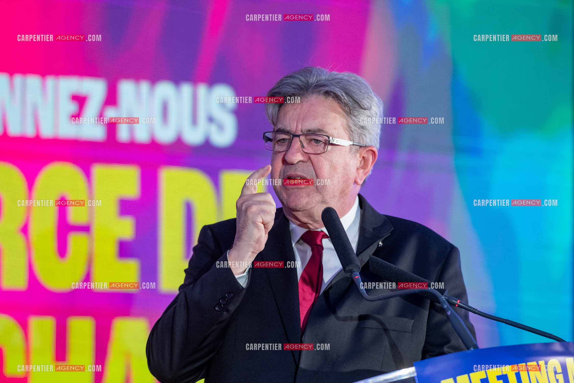 Meeting de l’Union populaire à Marseille le 23 mai 2024. Le député français Jean-Luc Mélenchon.