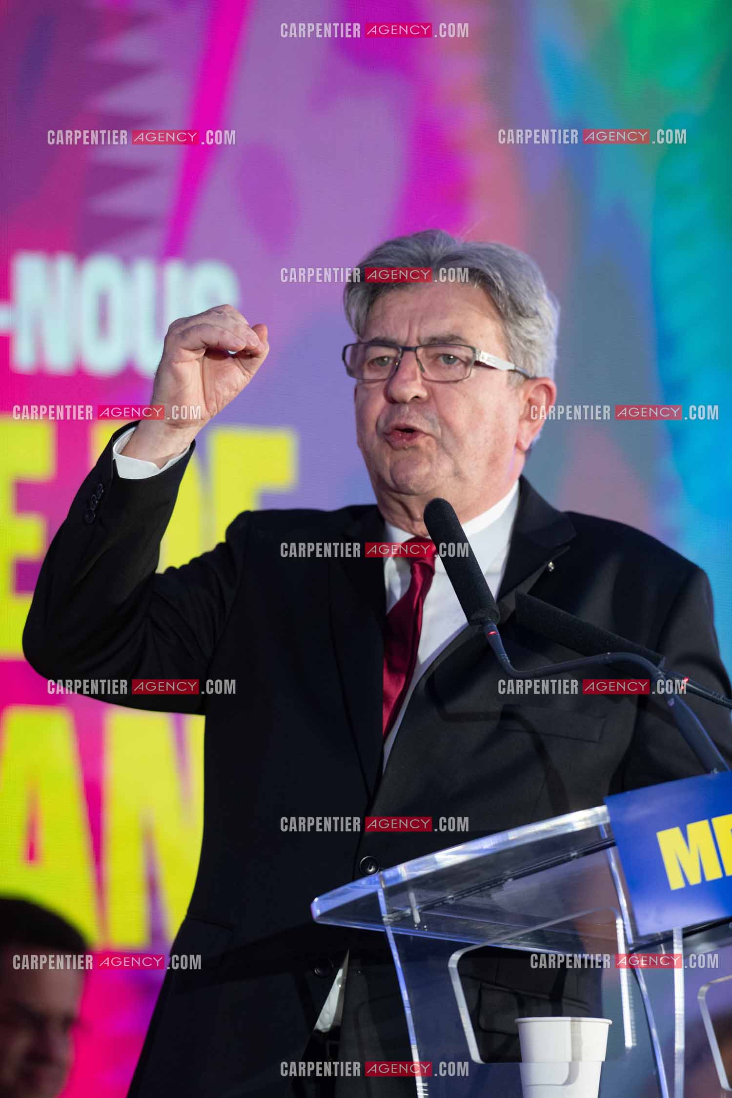 Meeting de l’Union populaire à Marseille le 23 mai 2024. Le député français Jean-Luc Mélenchon.