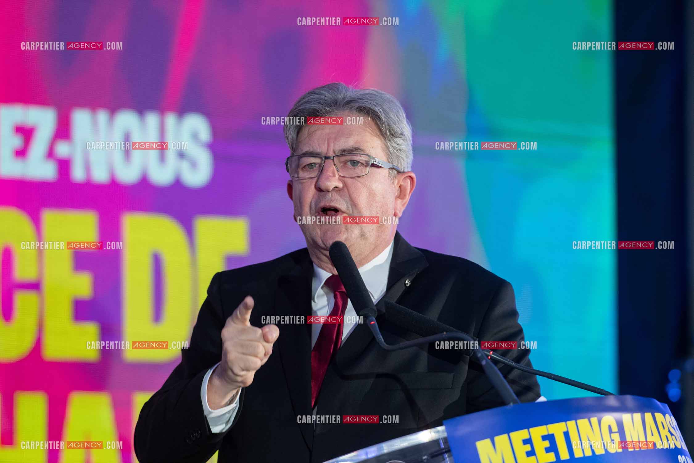 Meeting de l’Union populaire à Marseille le 23 mai 2024. Le député français Jean-Luc Mélenchon.