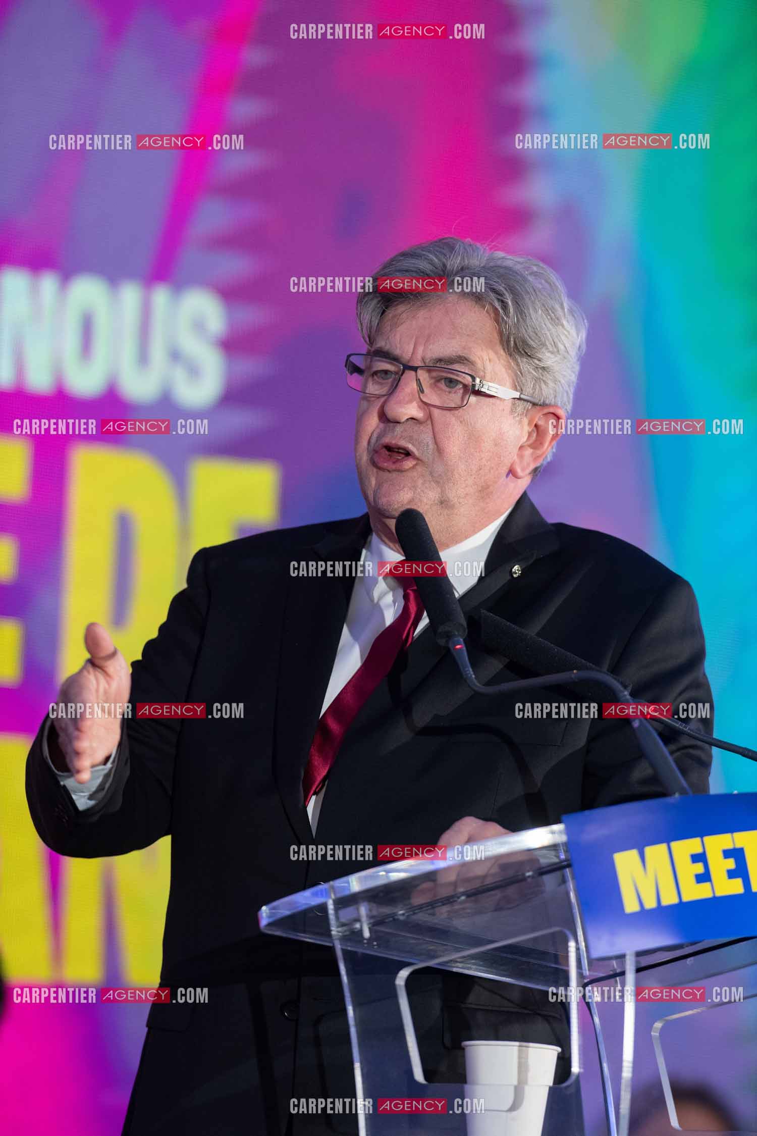 Meeting de l’Union populaire à Marseille le 23 mai 2024. Le député français Jean-Luc Mélenchon.