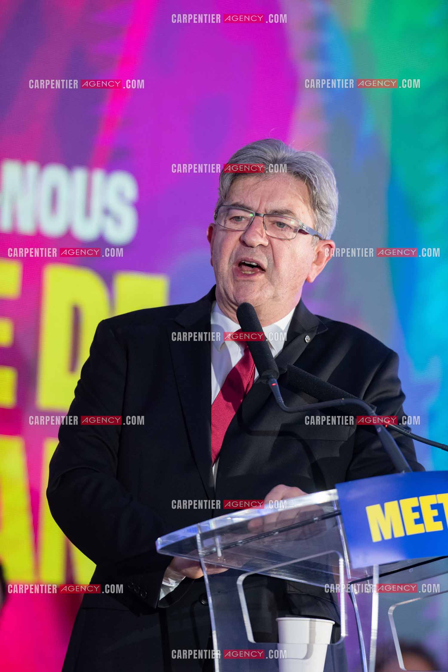 Meeting de l’Union populaire à Marseille le 23 mai 2024. Le député français Jean-Luc Mélenchon.
