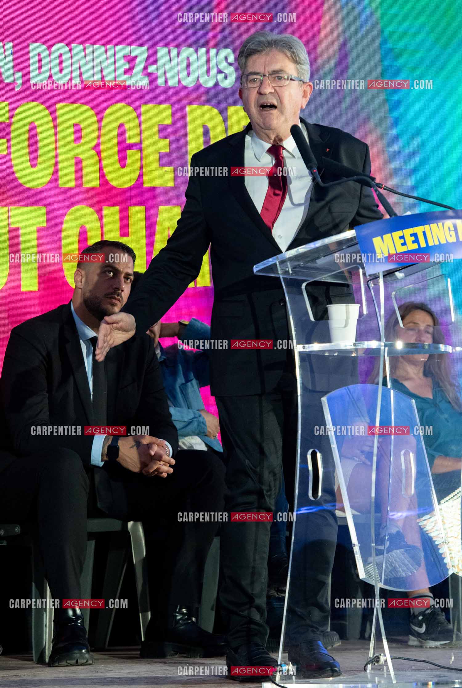 Meeting de l’Union populaire à Marseille le 23 mai 2024. Le député français Jean-Luc Mélenchon.