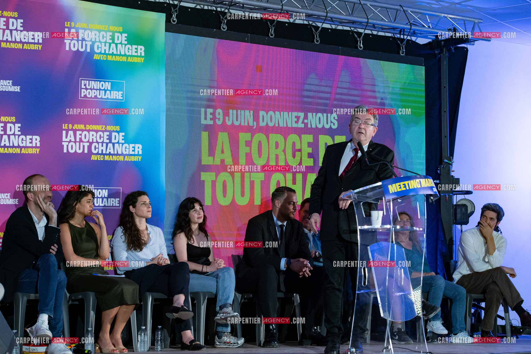 Meeting de l’Union populaire à Marseille le 23 mai 2024. Le député français Jean-Luc Mélenchon.