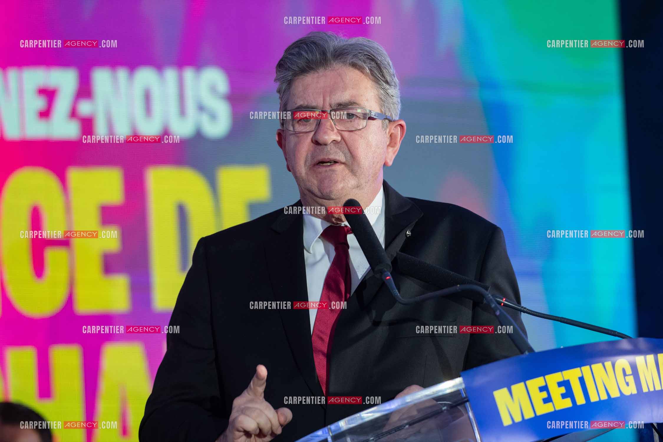 Meeting de l’Union populaire à Marseille le 23 mai 2024. Le député français Jean-Luc Mélenchon.