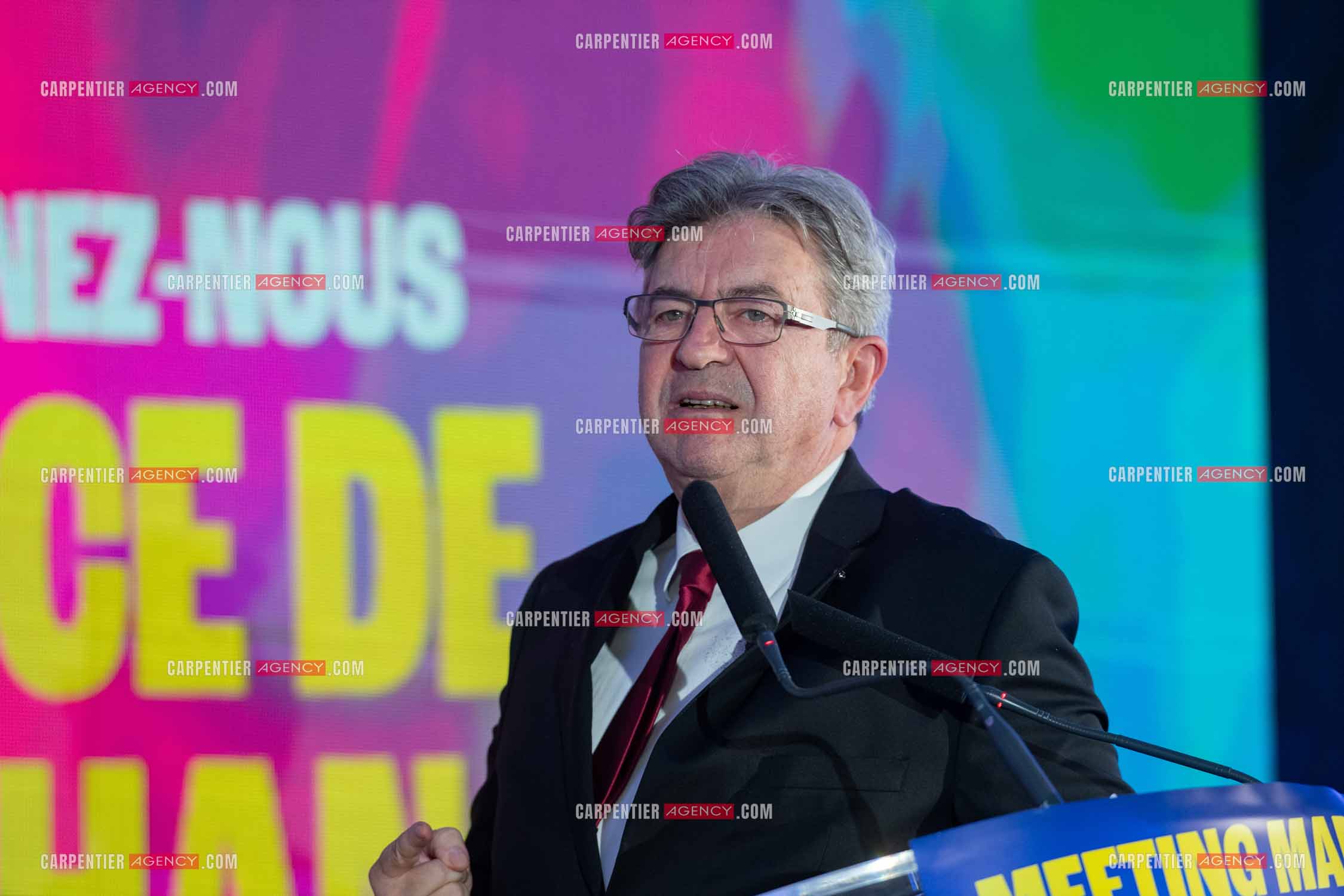 Meeting de l’Union populaire à Marseille le 23 mai 2024. Le député français Jean-Luc Mélenchon.