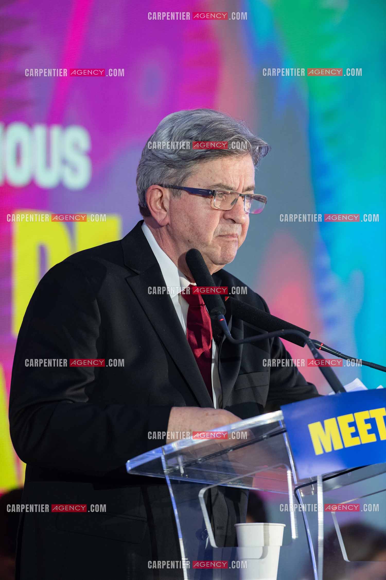 Meeting de l’Union populaire à Marseille le 23 mai 2024. Le député français Jean-Luc Mélenchon.