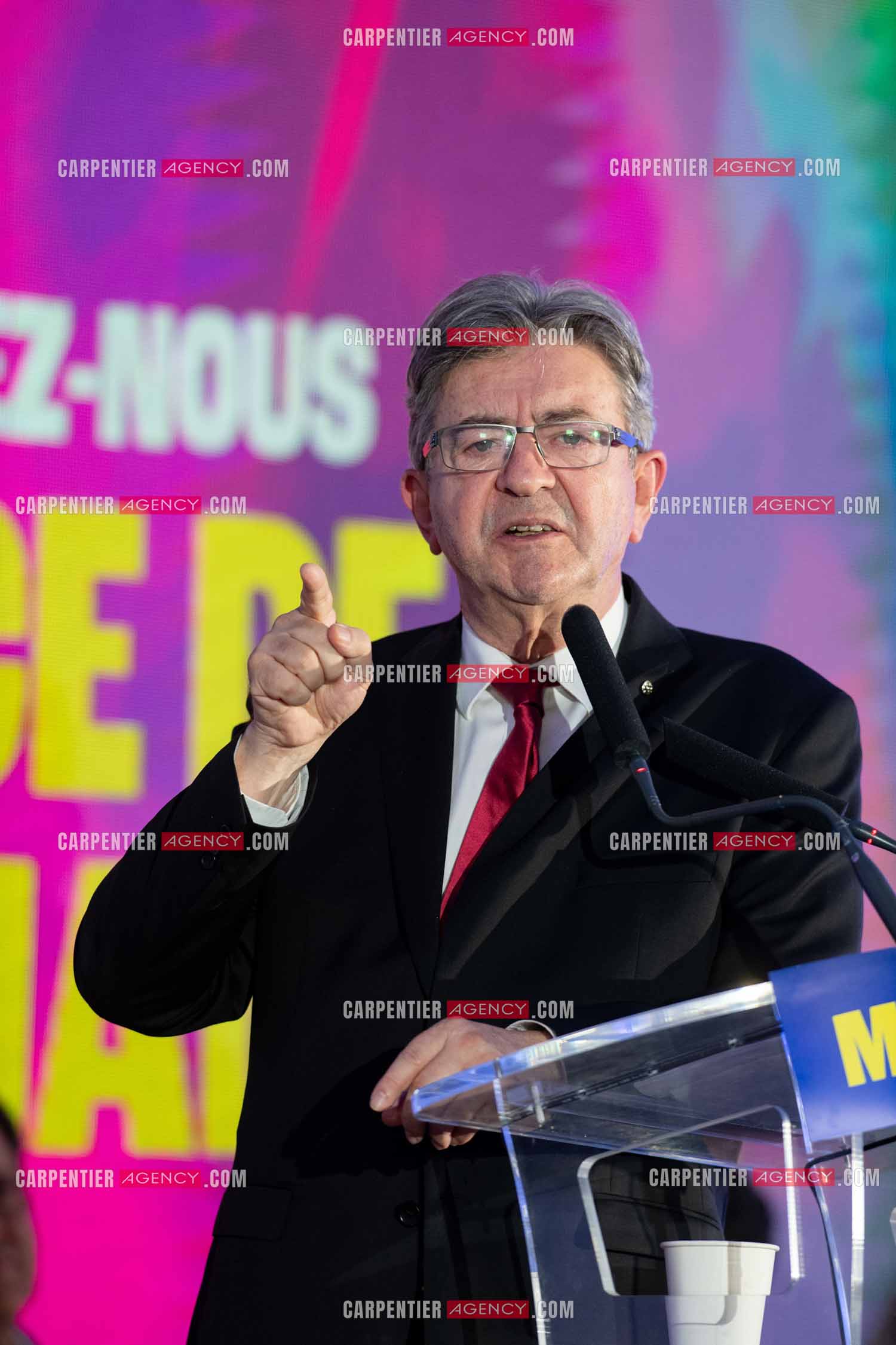 Meeting de l’Union populaire à Marseille le 23 mai 2024. Le député français Jean-Luc Mélenchon.