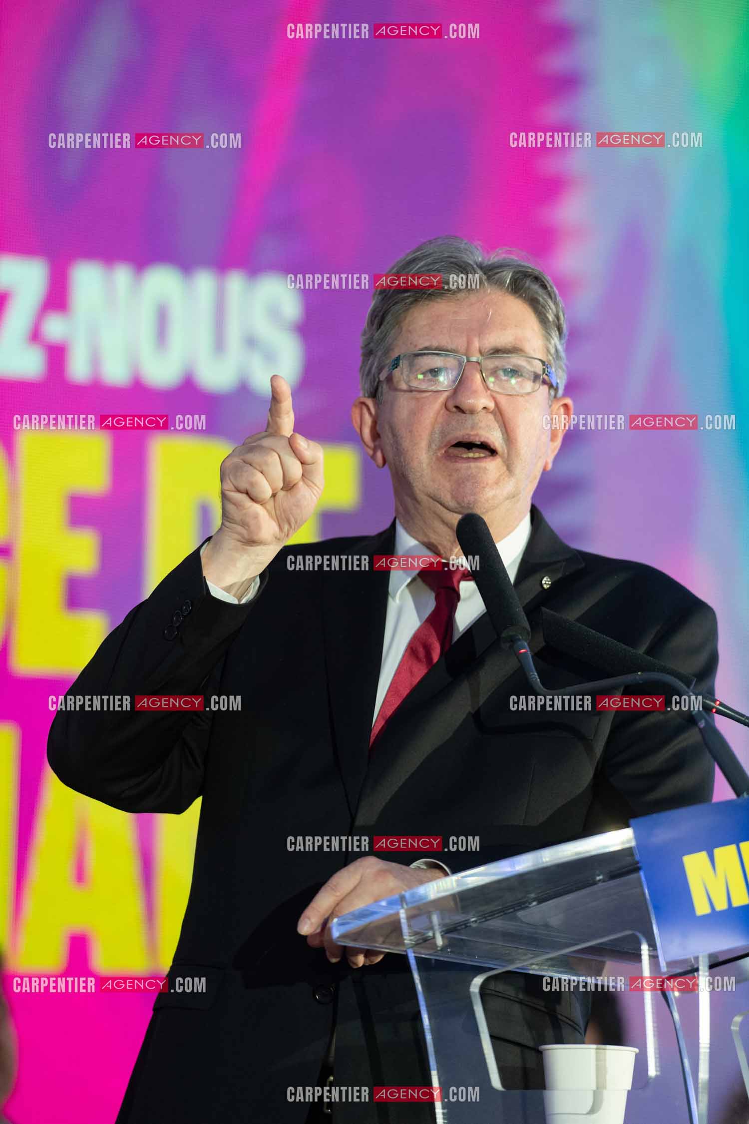 Meeting de l’Union populaire à Marseille le 23 mai 2024. Le député français Jean-Luc Mélenchon.