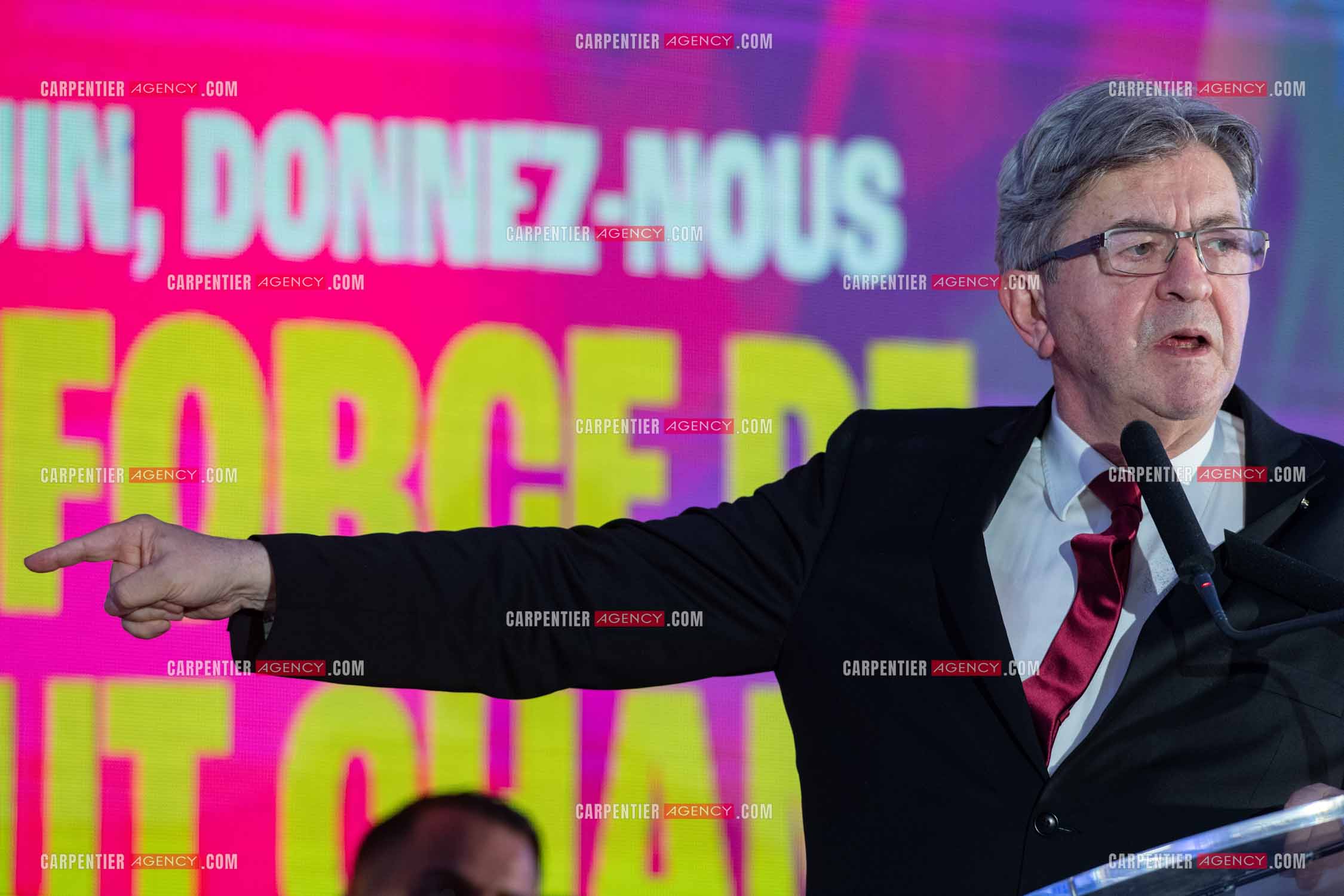 Meeting de l’Union populaire à Marseille le 23 mai 2024. Le député français Jean-Luc Mélenchon.