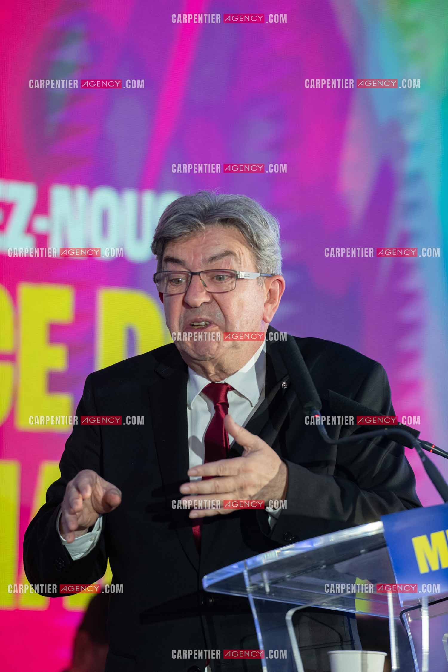 Meeting de l’Union populaire à Marseille le 23 mai 2024. Le député français Jean-Luc Mélenchon.