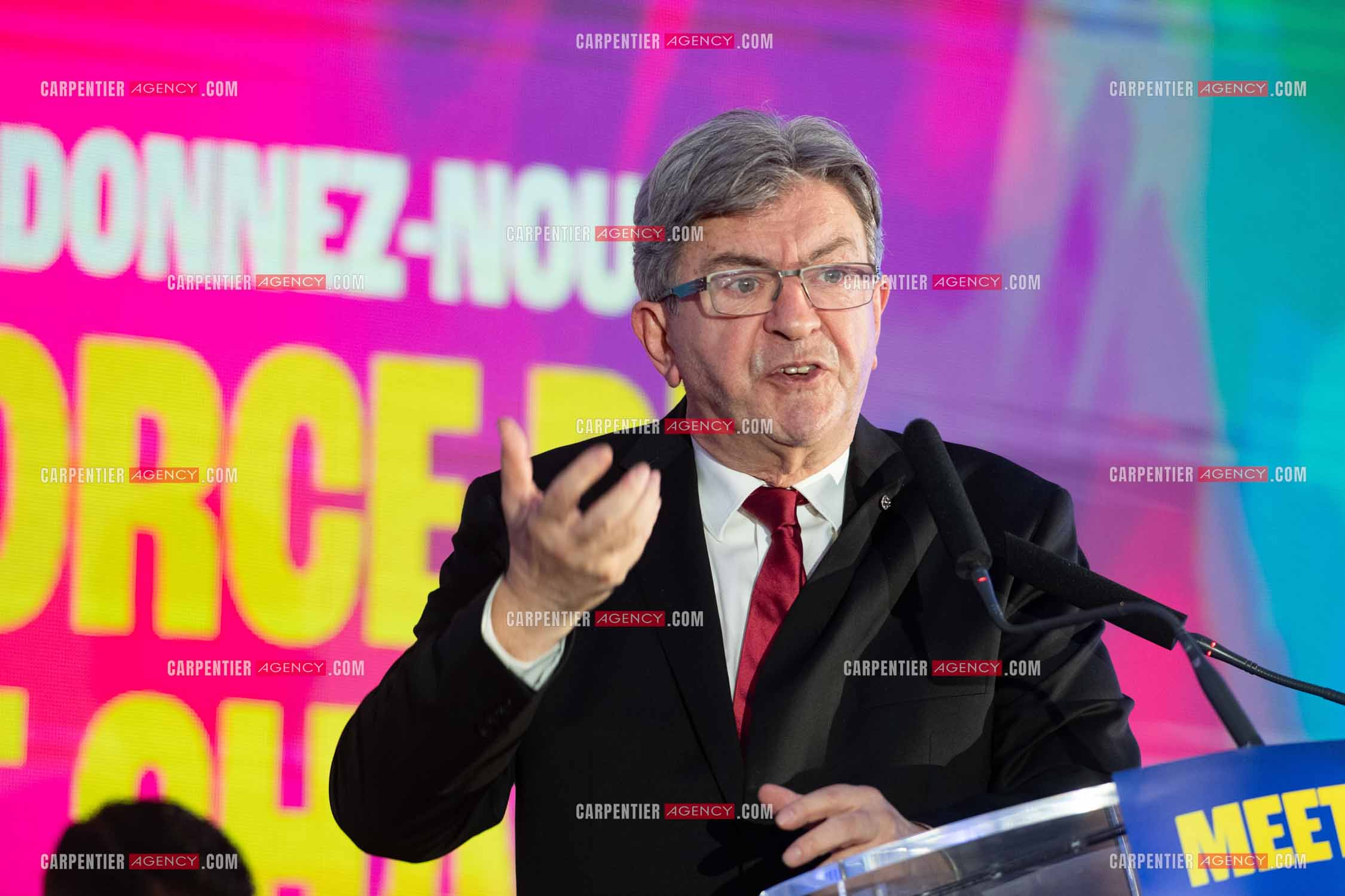 Meeting de l’Union populaire à Marseille le 23 mai 2024. Le député français Jean-Luc Mélenchon.
