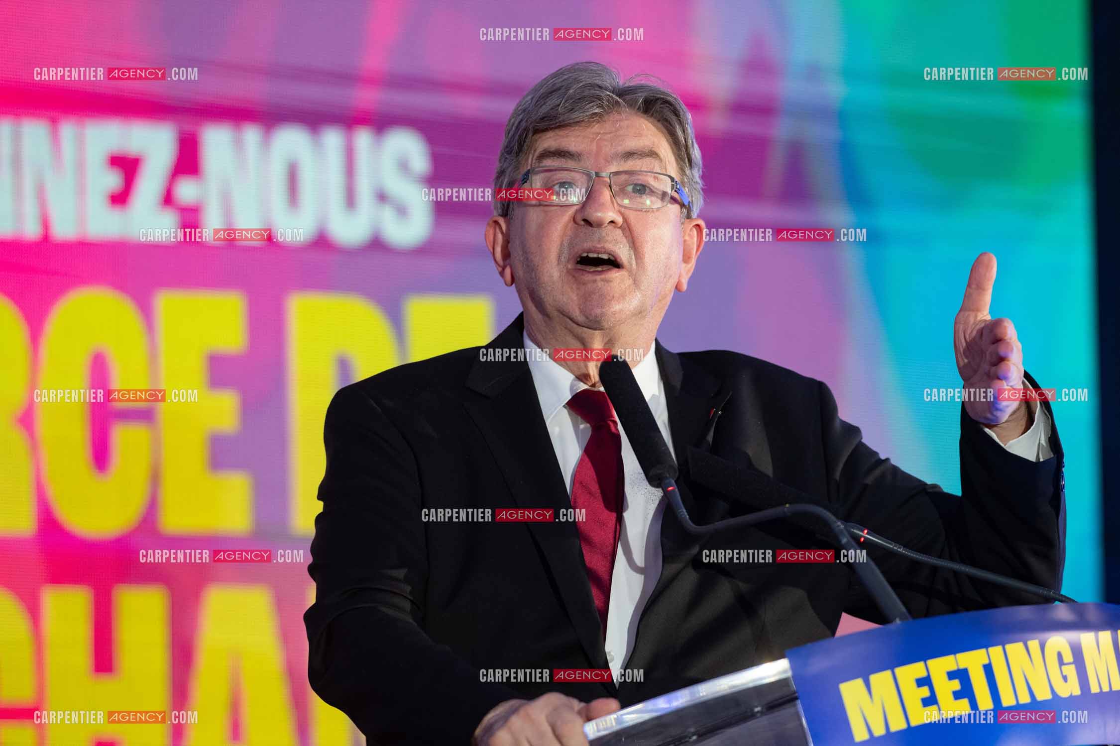 Meeting de l’Union populaire à Marseille le 23 mai 2024. Le député français Jean-Luc Mélenchon.