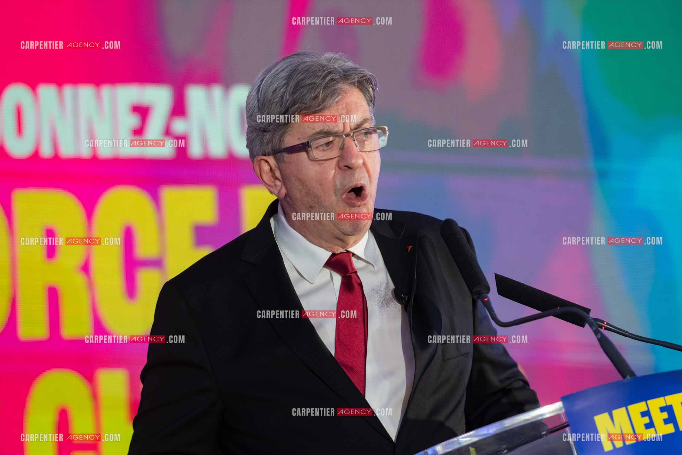 Meeting de l’Union populaire à Marseille le 23 mai 2024. Le député français Jean-Luc Mélenchon.