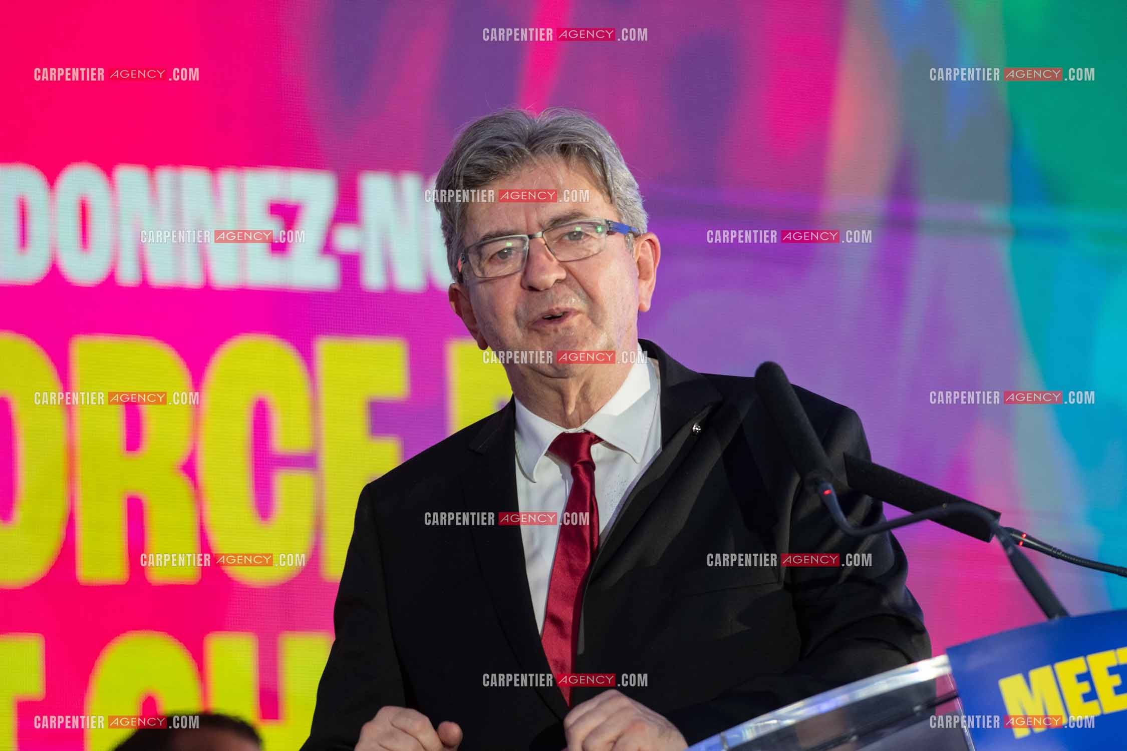 Meeting de l’Union populaire à Marseille le 23 mai 2024. Le député français Jean-Luc Mélenchon.