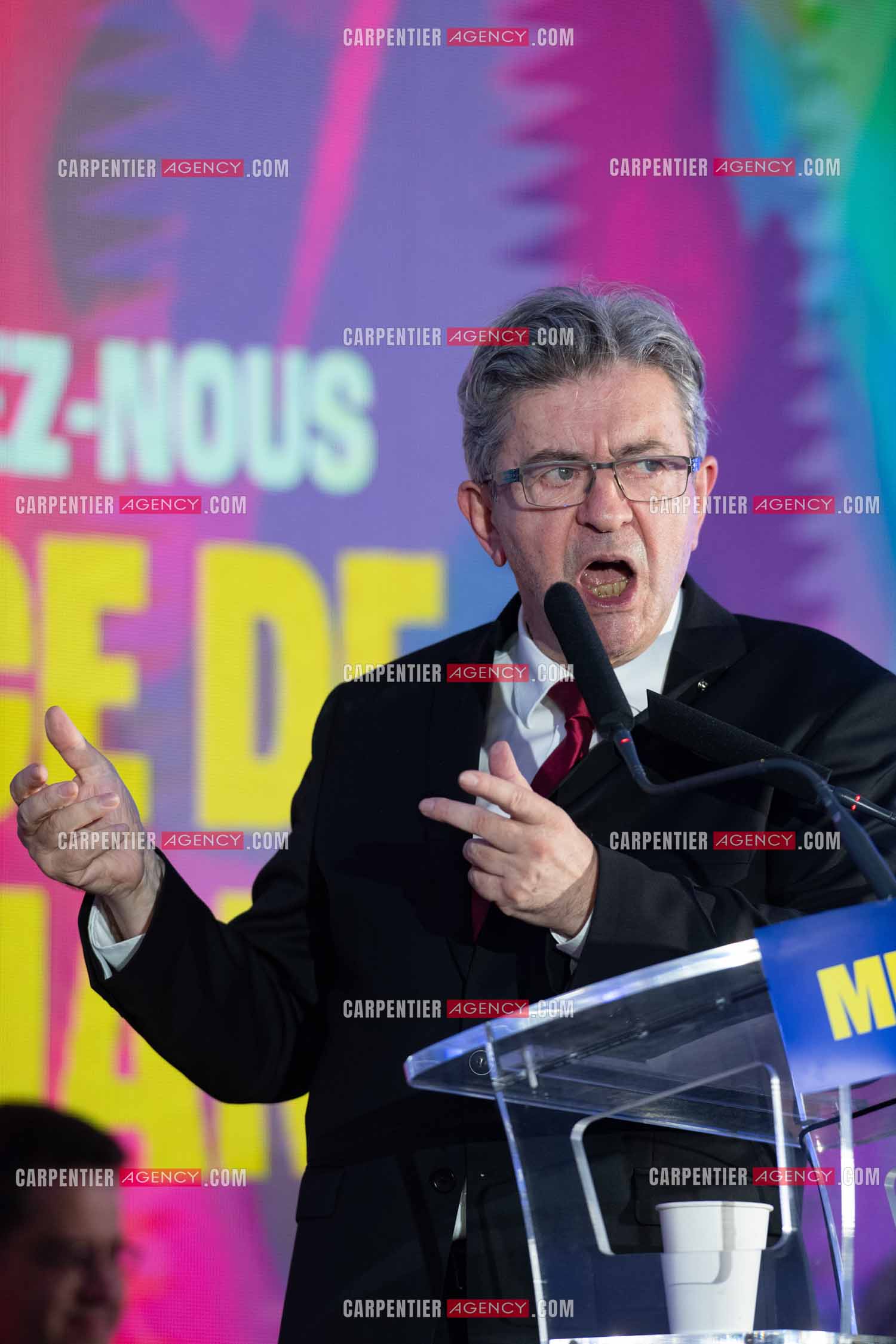 Meeting de l’Union populaire à Marseille le 23 mai 2024. Le député français Jean-Luc Mélenchon.
