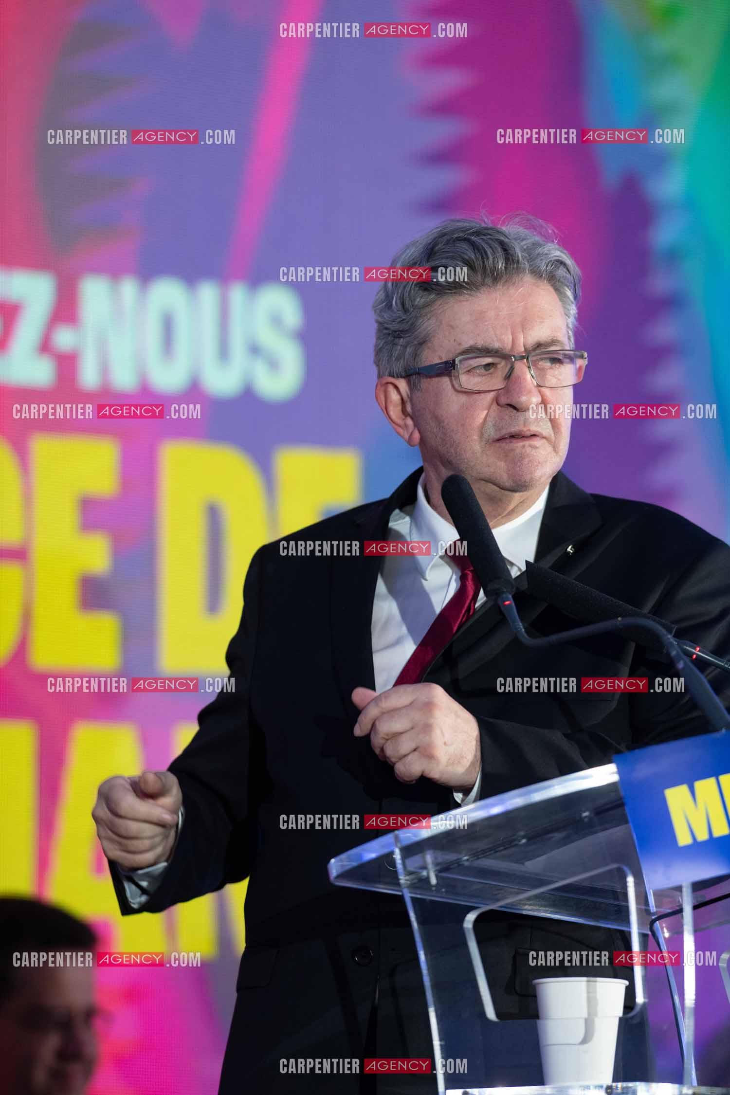 Meeting de l’Union populaire à Marseille le 23 mai 2024. Le député français Jean-Luc Mélenchon.