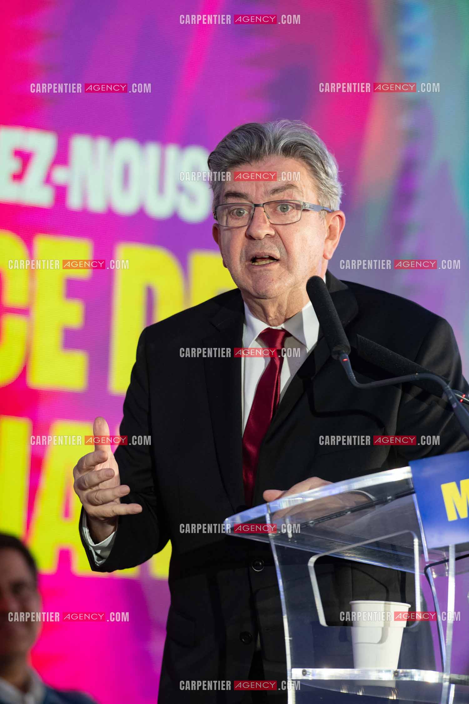 Meeting de l’Union populaire à Marseille le 23 mai 2024. Le député français Jean-Luc Mélenchon.