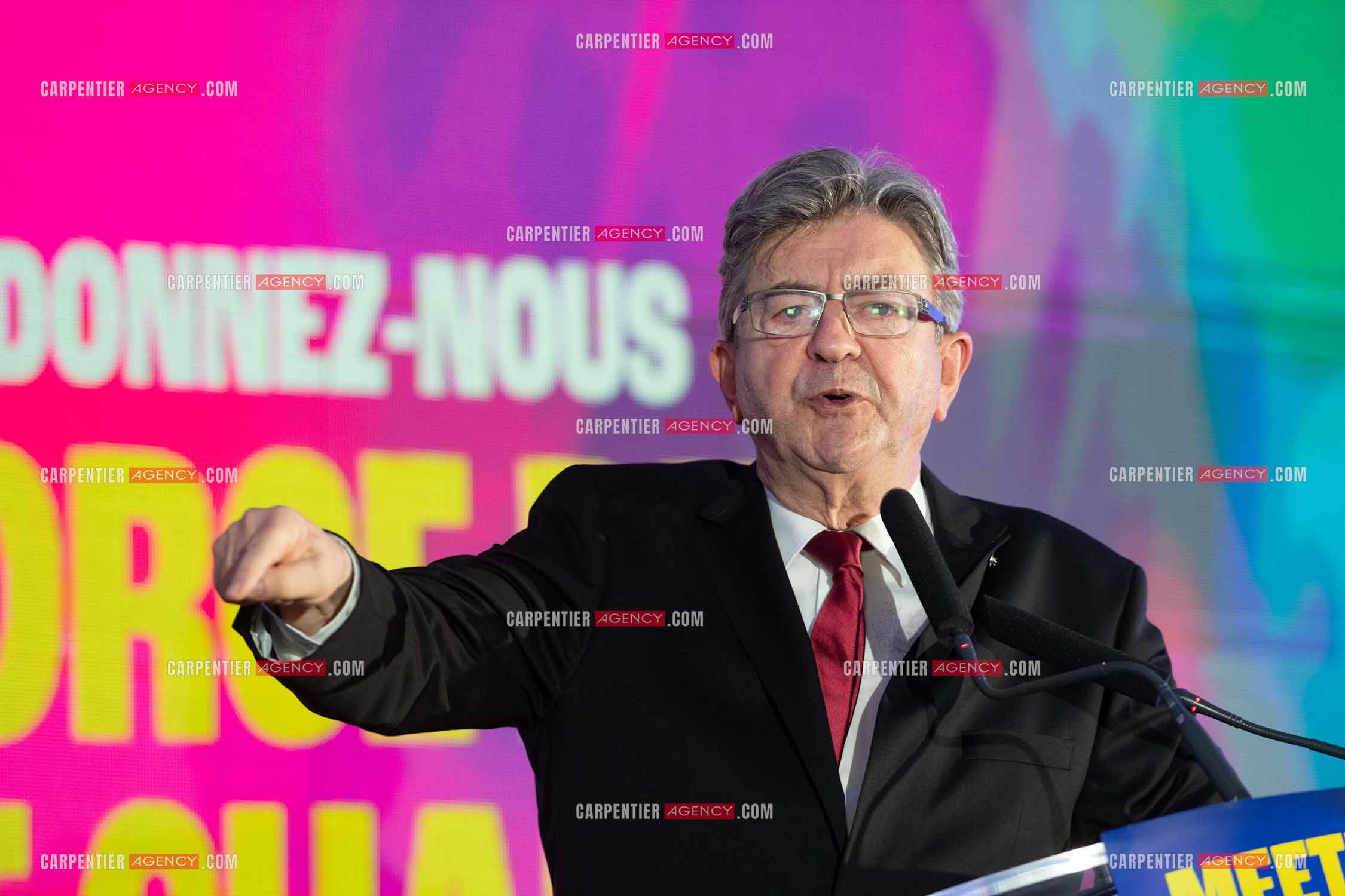Meeting de l’Union populaire à Marseille le 23 mai 2024. Le député français Jean-Luc Mélenchon.