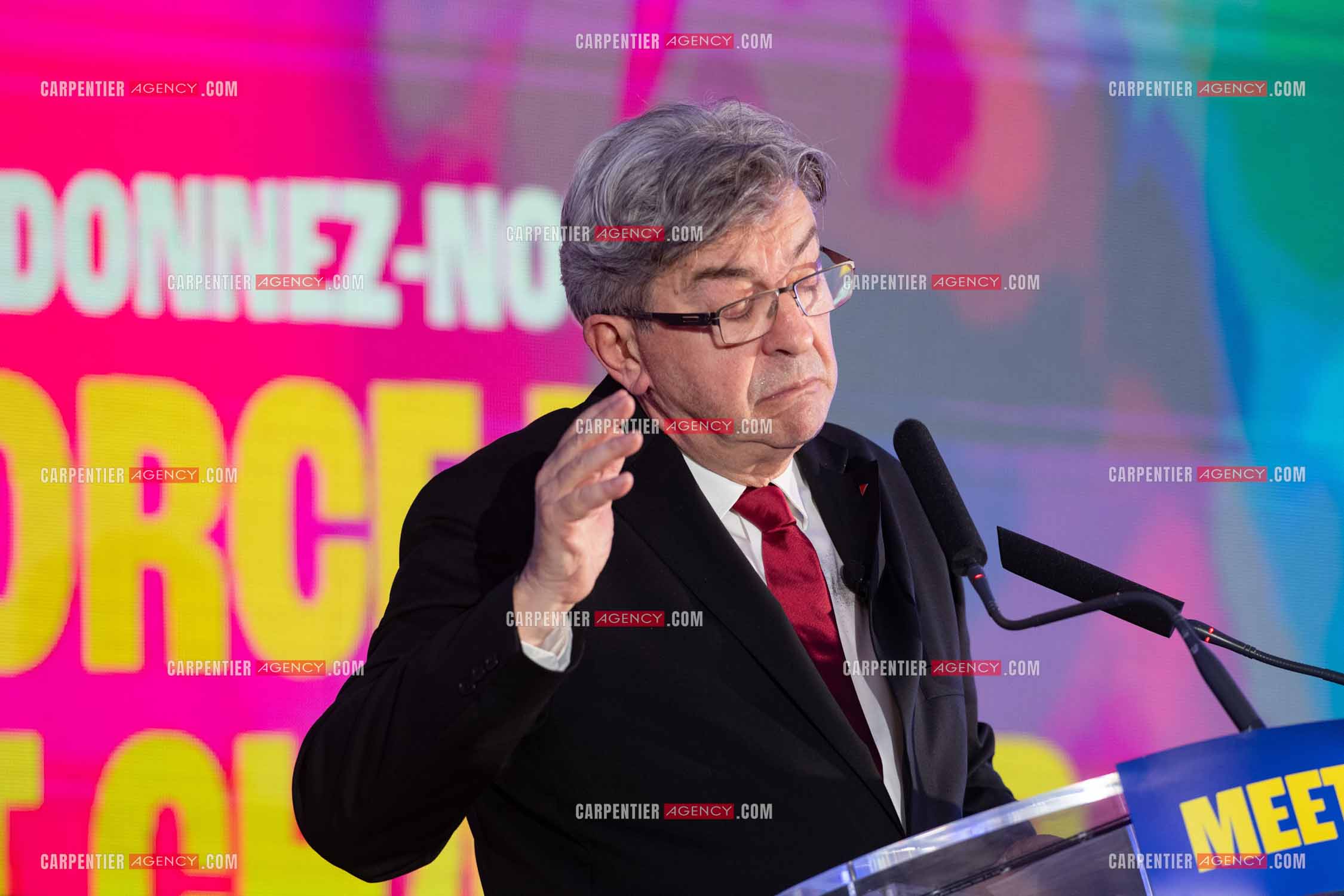 Meeting de l’Union populaire à Marseille le 23 mai 2024. Le député français Jean-Luc Mélenchon.