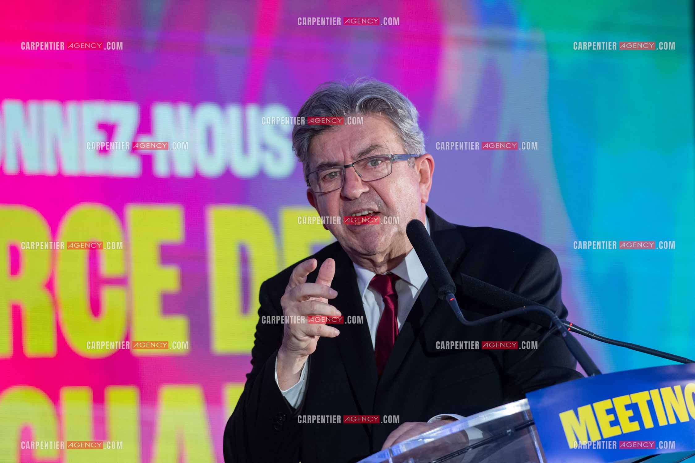 Meeting de l’Union populaire à Marseille le 23 mai 2024. Le député français Jean-Luc Mélenchon.