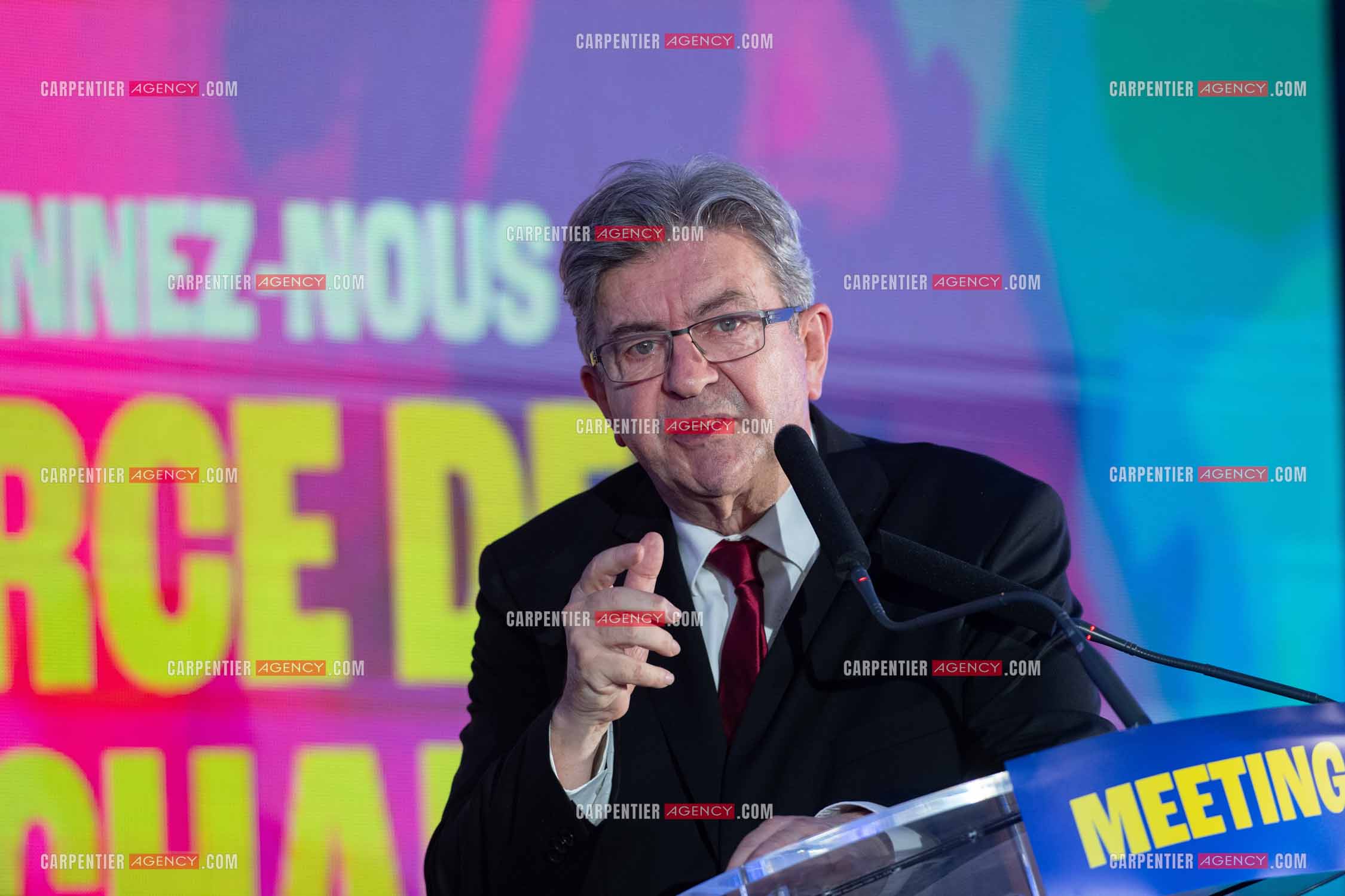 Meeting de l’Union populaire à Marseille le 23 mai 2024. Le député français Jean-Luc Mélenchon.